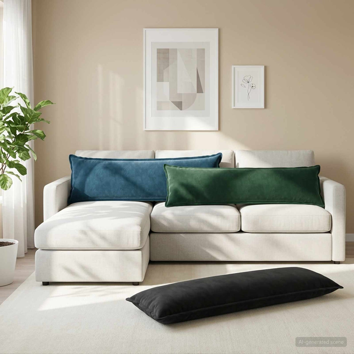 vidaXL Μαξιλάρι με μαξιλάρι HOUTEN Σκούρο Πράσινο 40 x 145 εκ. Βελούδο