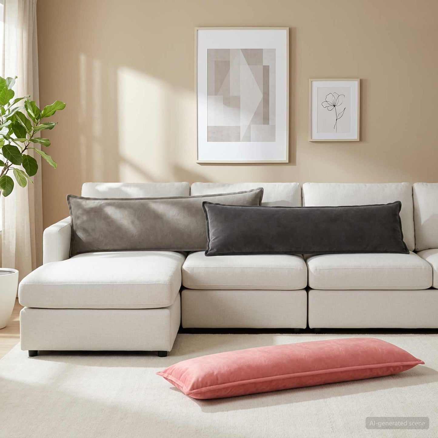 vidaXL Μαξιλάρι με μαξιλάρι HOUTEN Σκούρο Γκρι 40 x 145 εκ. Βελούδο