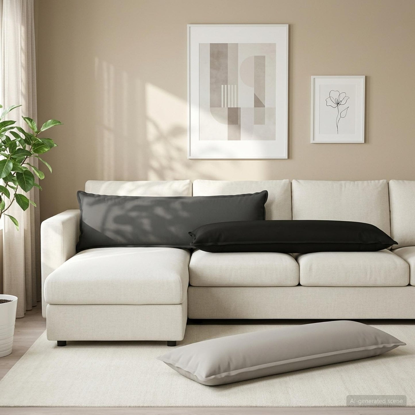 vidaXL Μαξιλάρι με μαξιλάρι HOUTEN 2 τμχ. Γκρι Πολυεστέρας