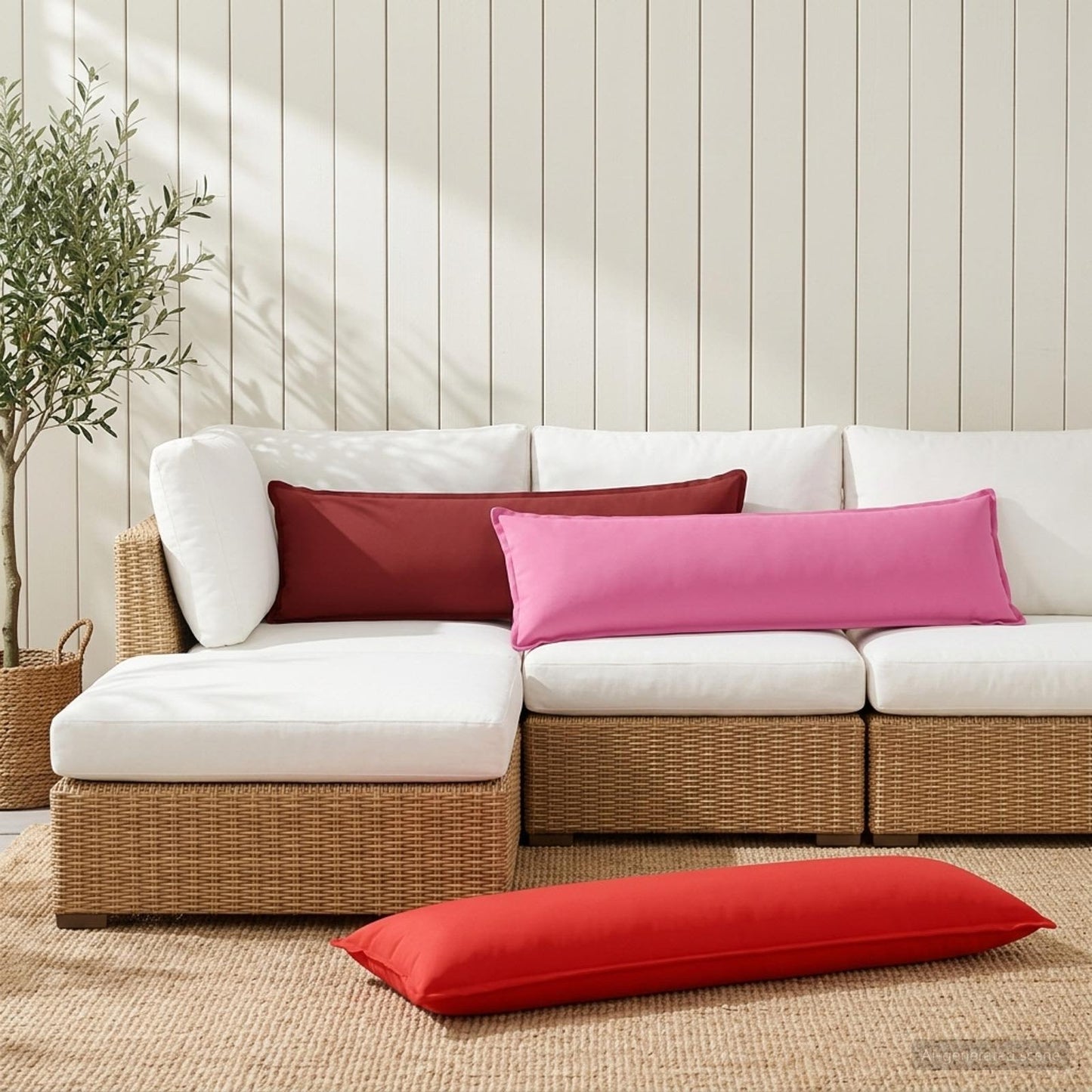 vidaXL Μαξιλάρι με μαξιλάρι HOUTEN Κόκκινο 40 x 145 εκ. Πολυεστέρας