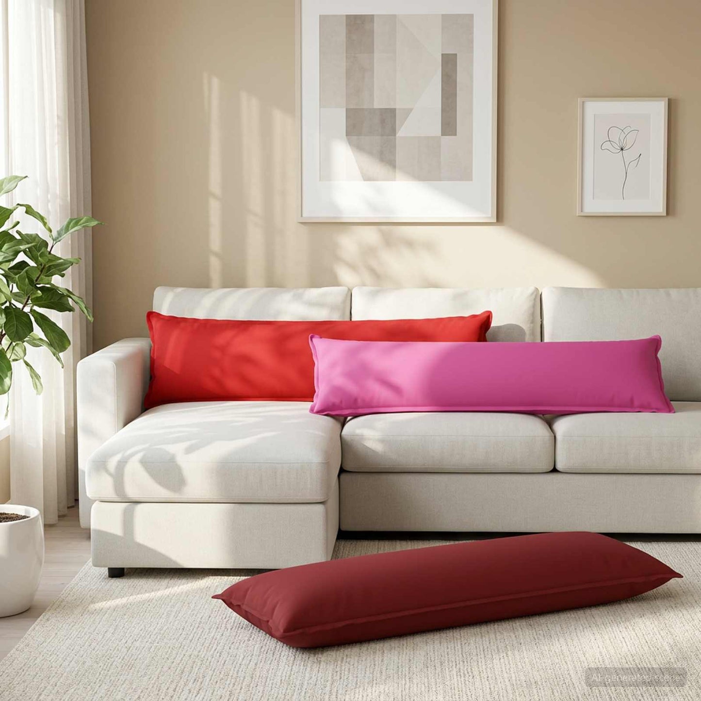 vidaXL Μαξιλάρι με μαξιλάρι HOUTEN Κόκκινο 40 x 145 εκ. Πολυεστέρας