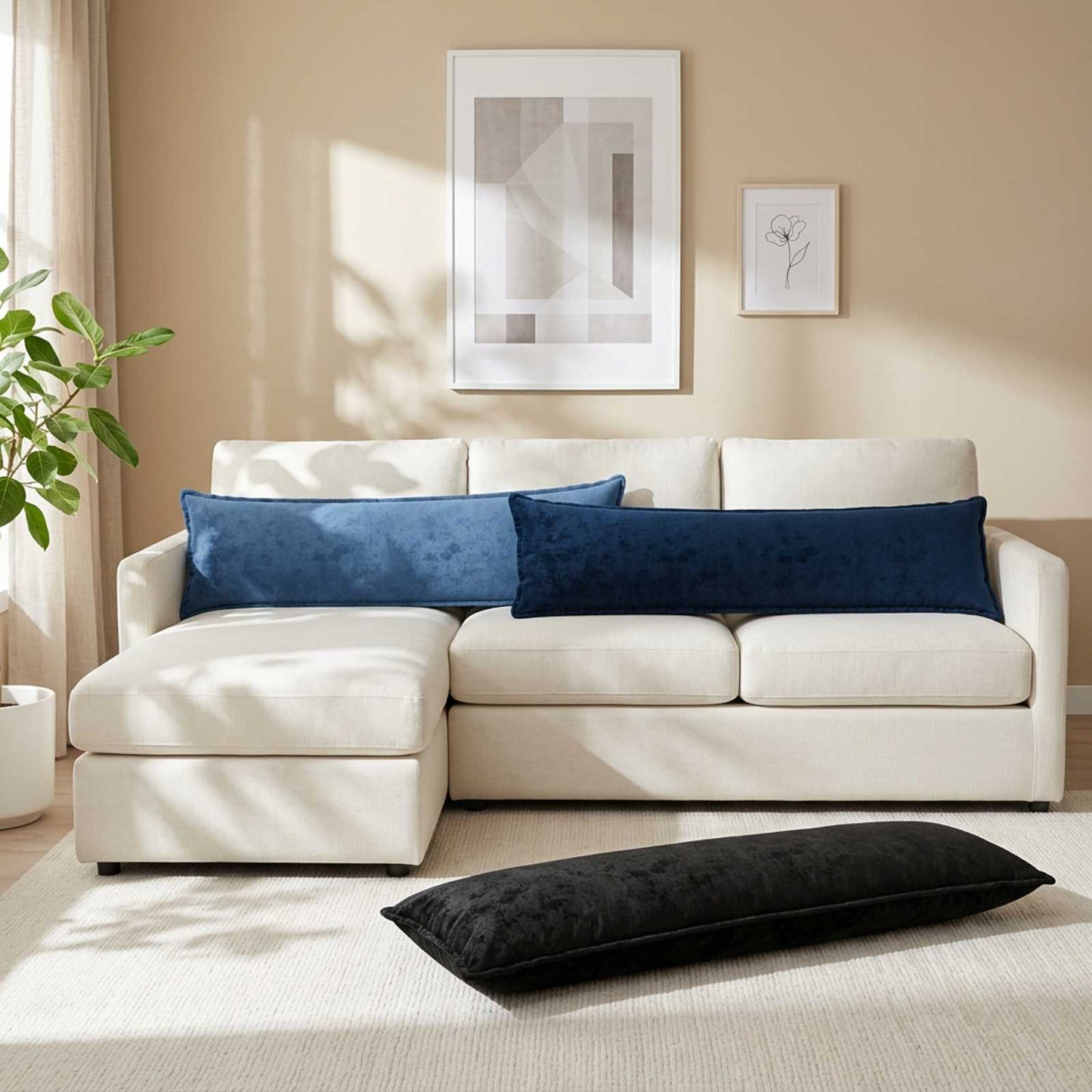 vidaXL Μαξιλάρι Ρίψης 2 τμχ. HOUTEN Ανοιχτό καφέ 40 x 145 cm Φανέλα