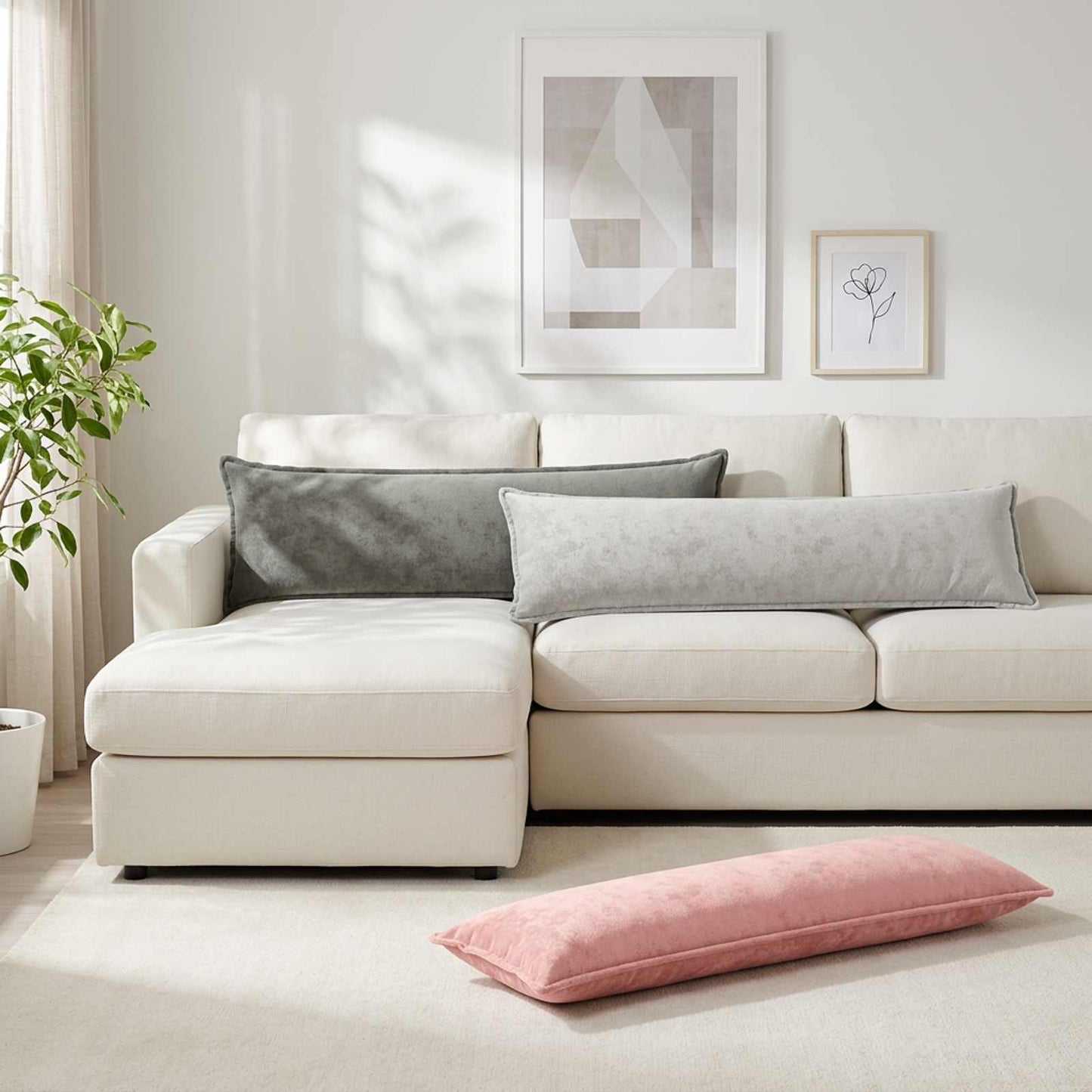 vidaXL Μαξιλάρι Ρίψης HOUTEN Ροζ 40 x 145 cm Φανέλα