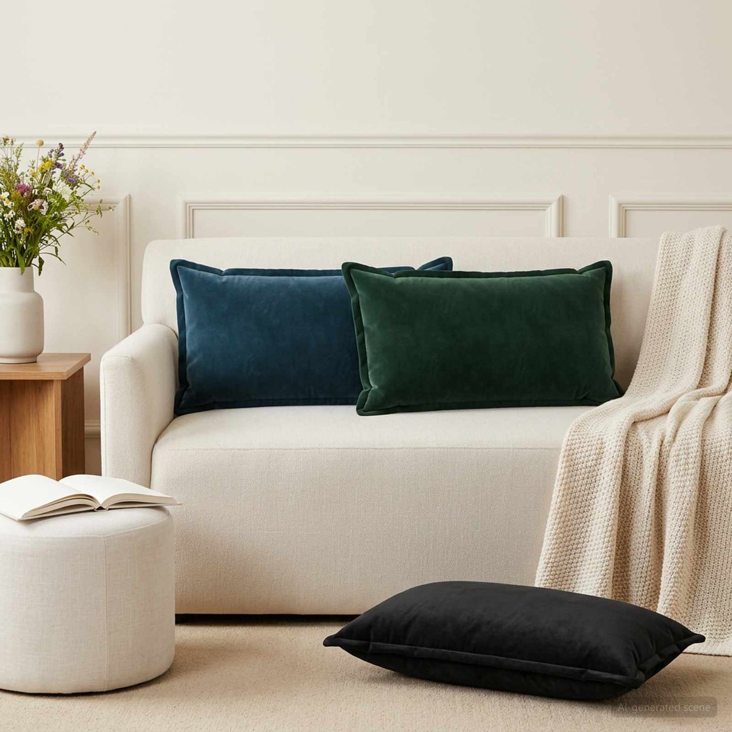 vidaXL Μαξιλάρι με μαξιλάρι HOUTEN 2 τμχ. Μαύρο Βελούδο