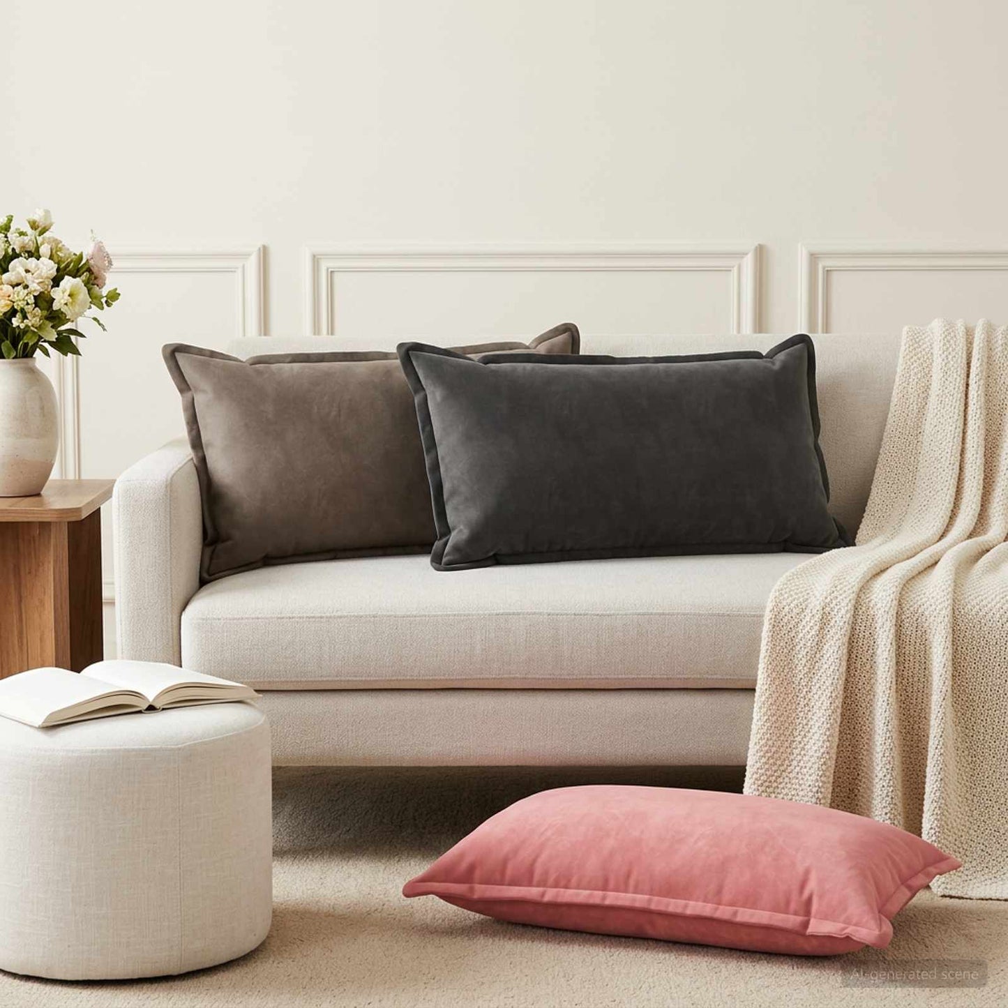 vidaXL Μαξιλάρι με μαξιλάρι HOUTEN 6 τμχ. Ανοιχτό γκρι Βελούδο