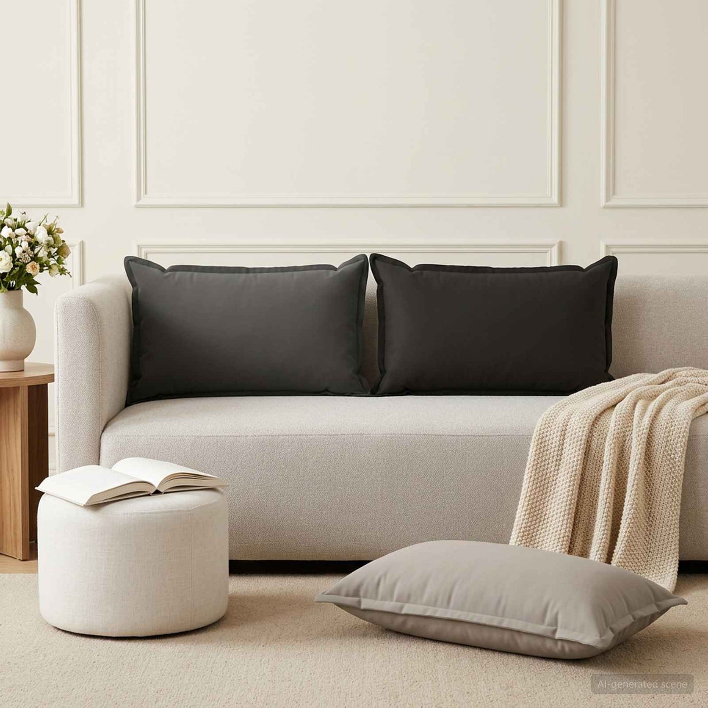 vidaXL Μαξιλάρι με μαξιλάρι HOUTEN 2 τμχ. Μαύρο Πολυεστέρας