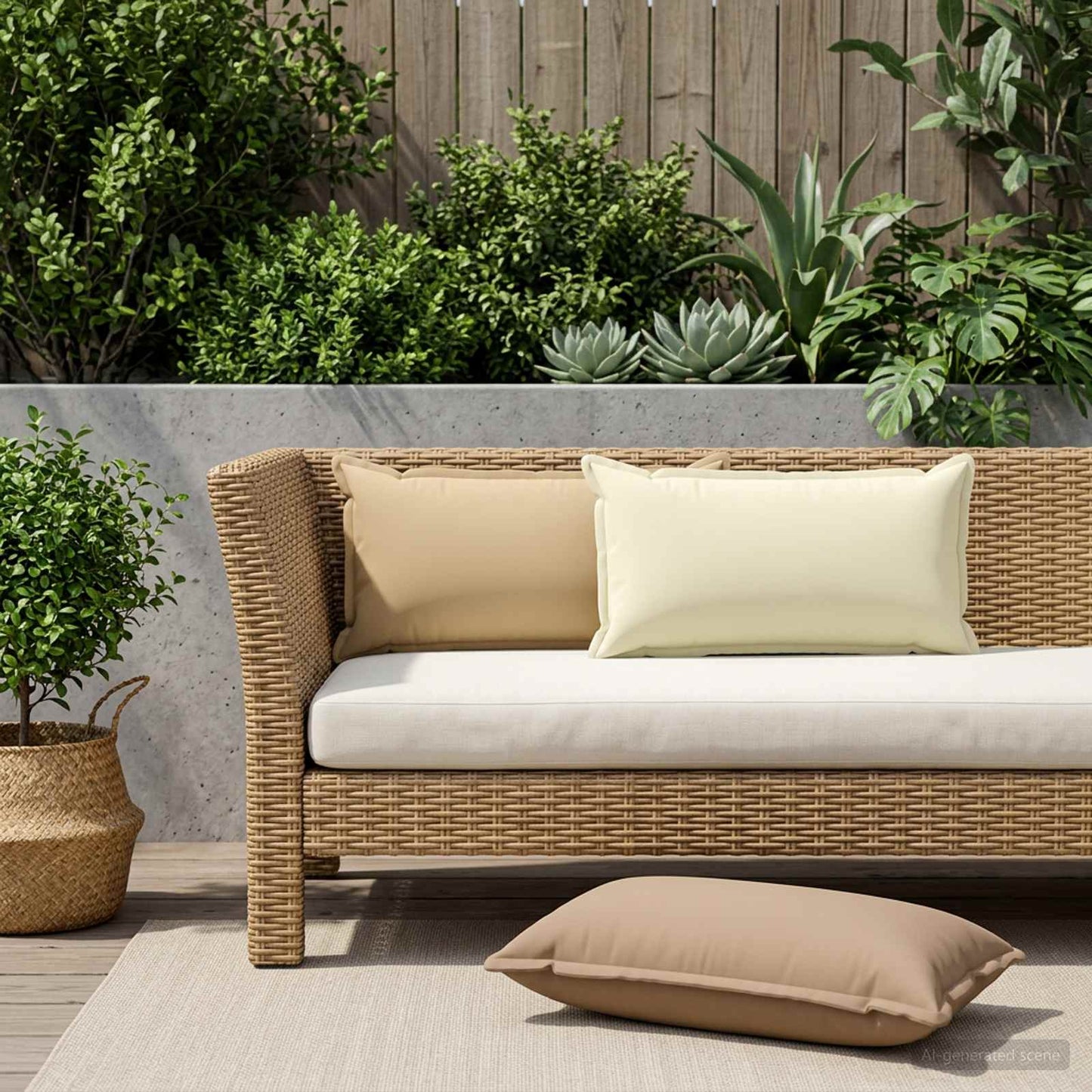 vidaXL Μαξιλάρι με μαξιλάρι HOUTEN 2 τμχ. Κρεμ Πολυεστέρας