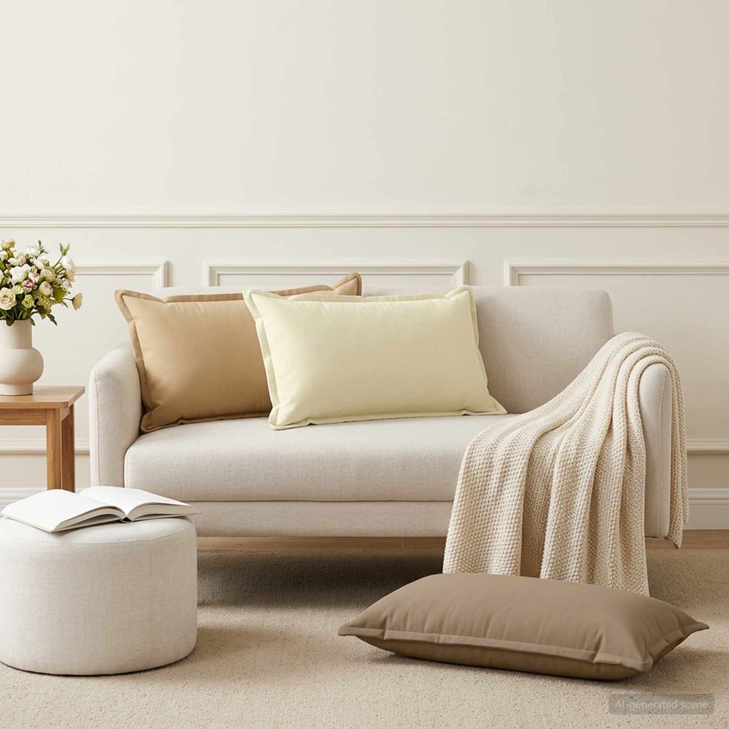 vidaXL Μαξιλάρι με μαξιλάρι HOUTEN 2 τμχ. Μπεζ Πολυεστέρας