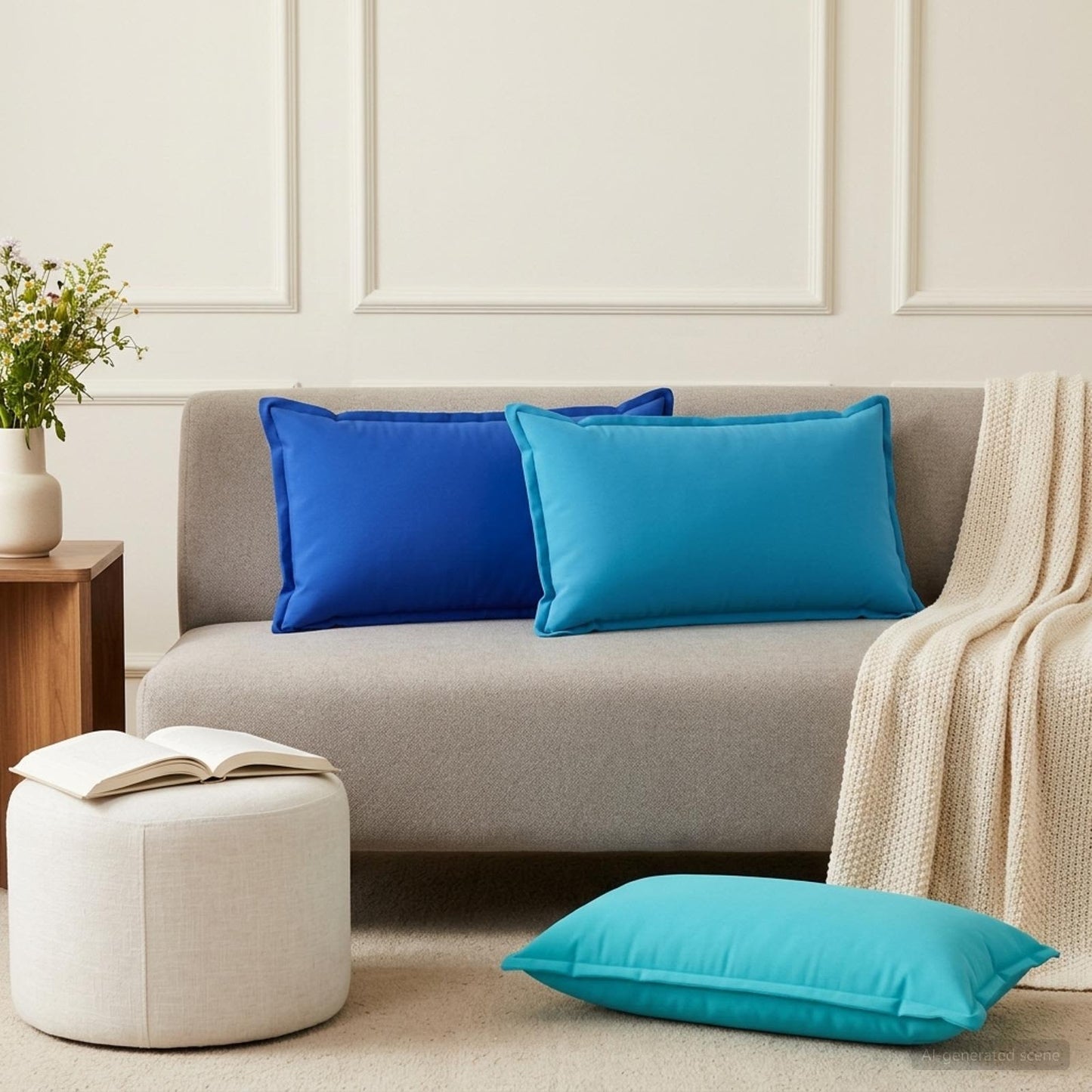 vidaXL Μαξιλάρι με μαξιλάρι HOUTEN 6 τμχ. Βασιλικό Μπλε Πολυεστέρας