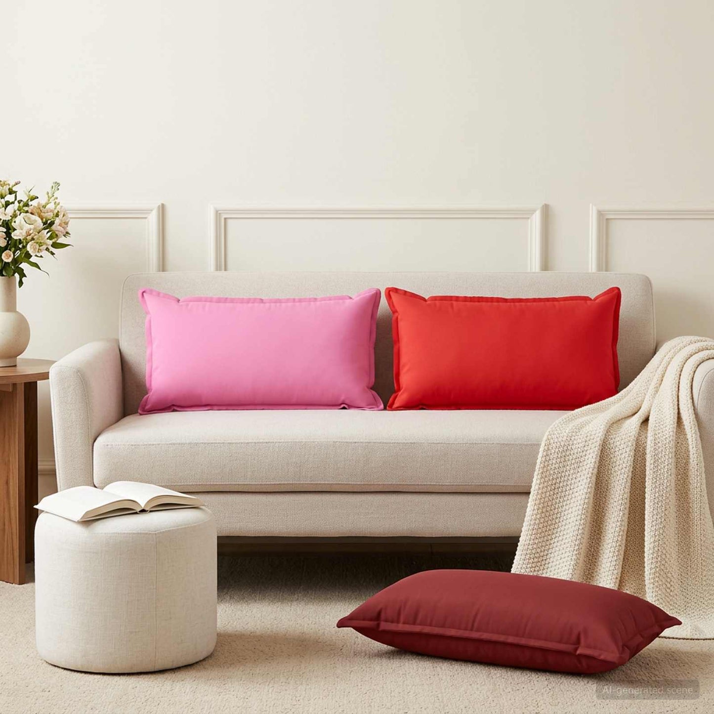 vidaXL Μαξιλάρι με μαξιλάρι HOUTEN 6 τμχ. Κόκκινο Πολυεστέρας