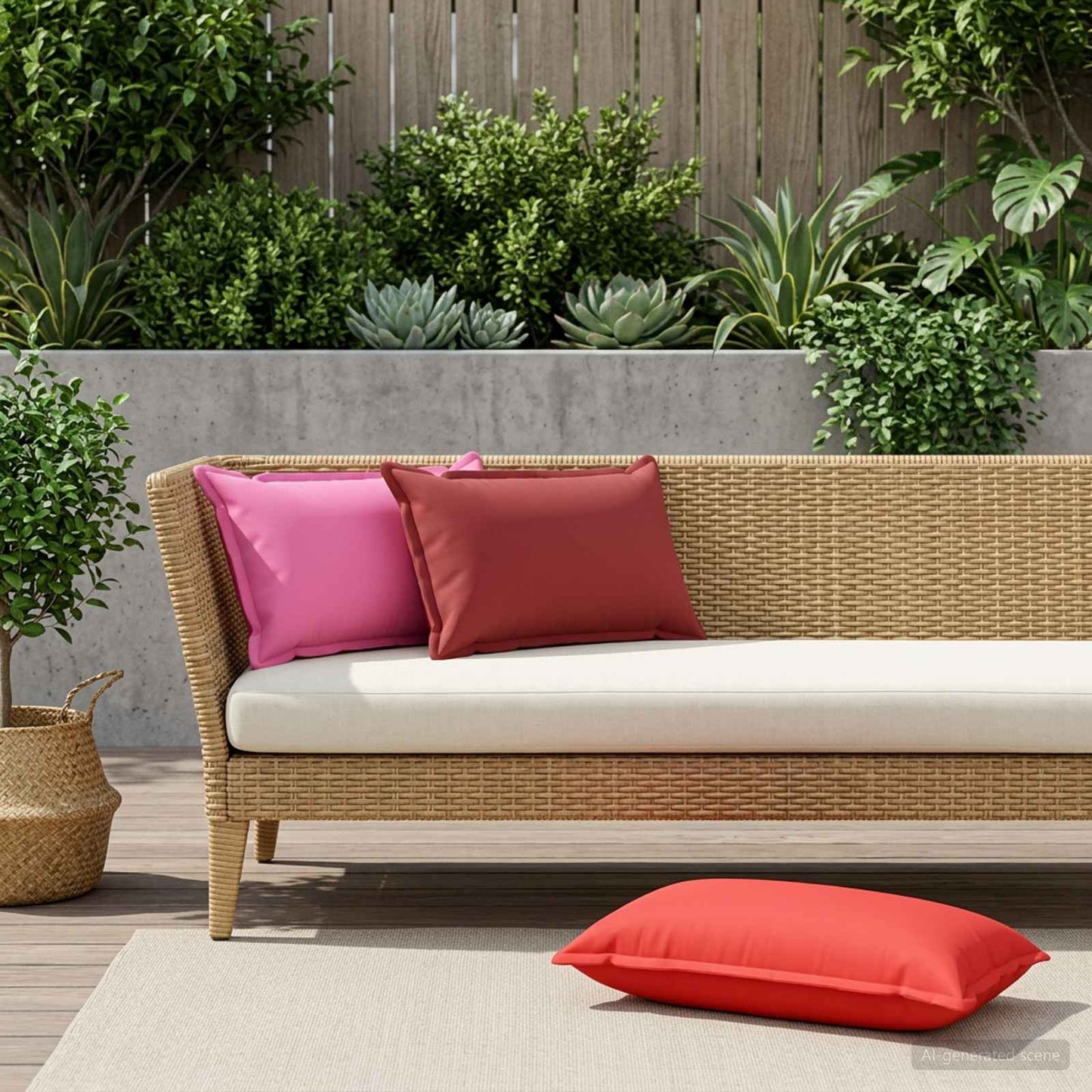 vidaXL Μαξιλάρι με μαξιλάρι HOUTEN 2 τμχ. Κόκκινο Πολυεστέρας