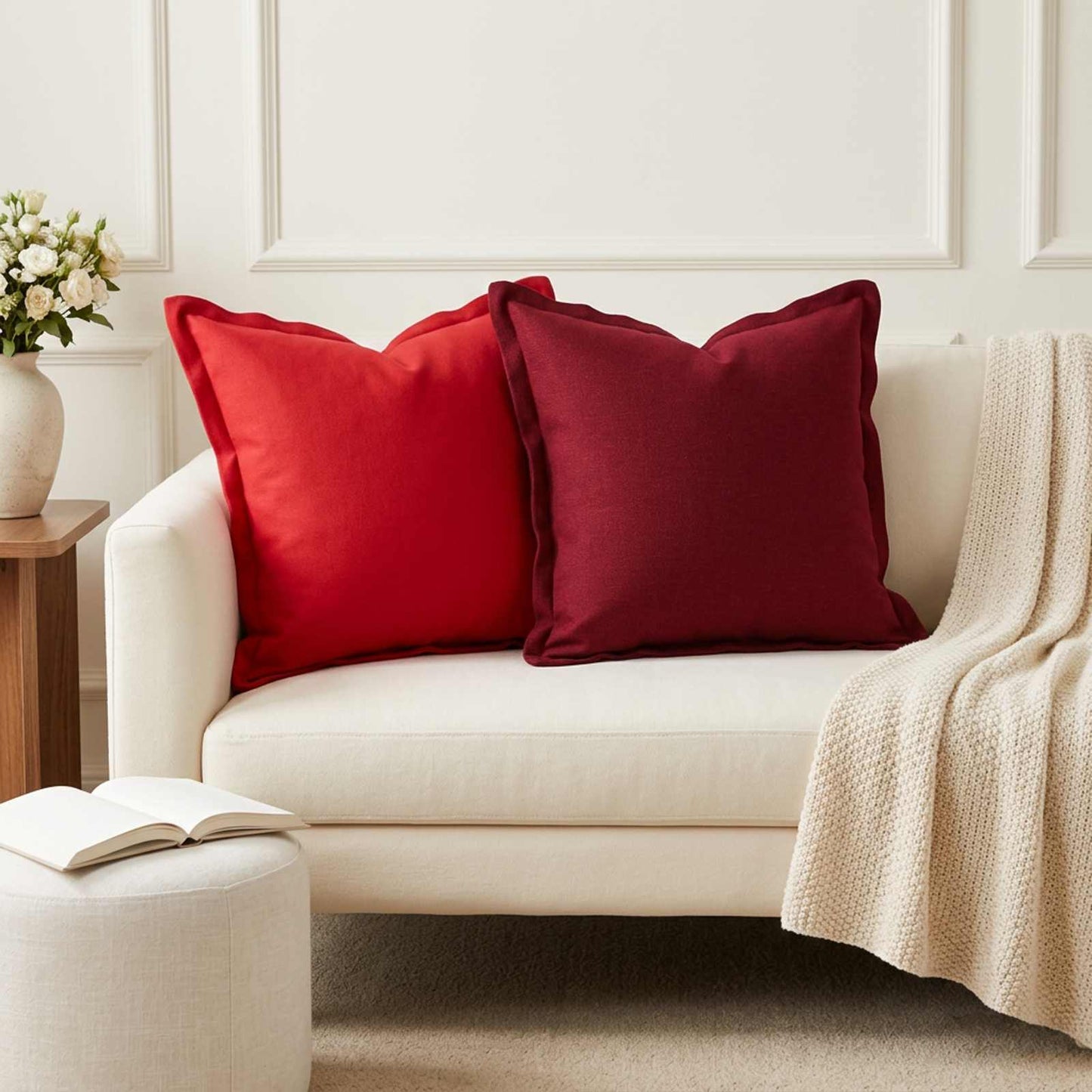 vidaXL Μαξιλάρι με μαξιλάρι HOUTEN 6 τεμ. Κόκκινο Ψεύτικο Λινό
