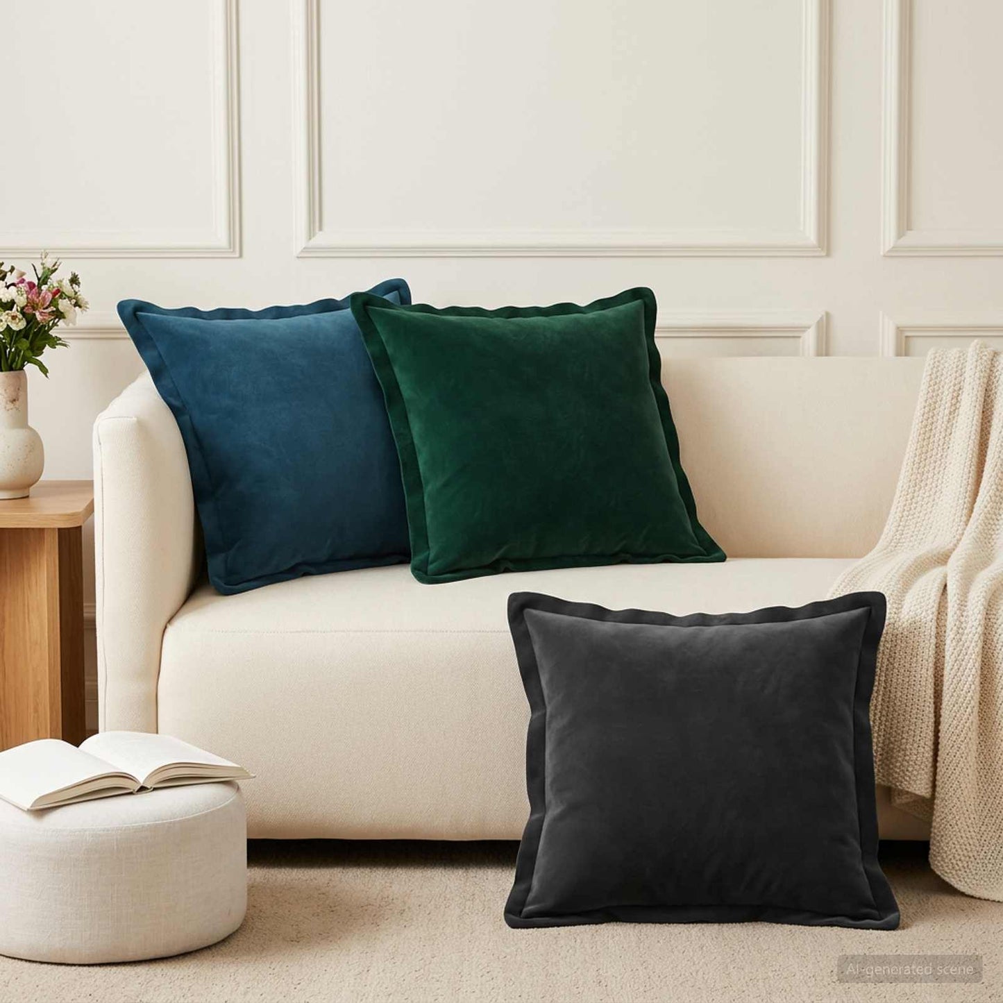 vidaXL Μαξιλάρι με μαξιλάρι HOUTEN 6 τμχ. Μαύρο Βελούδο