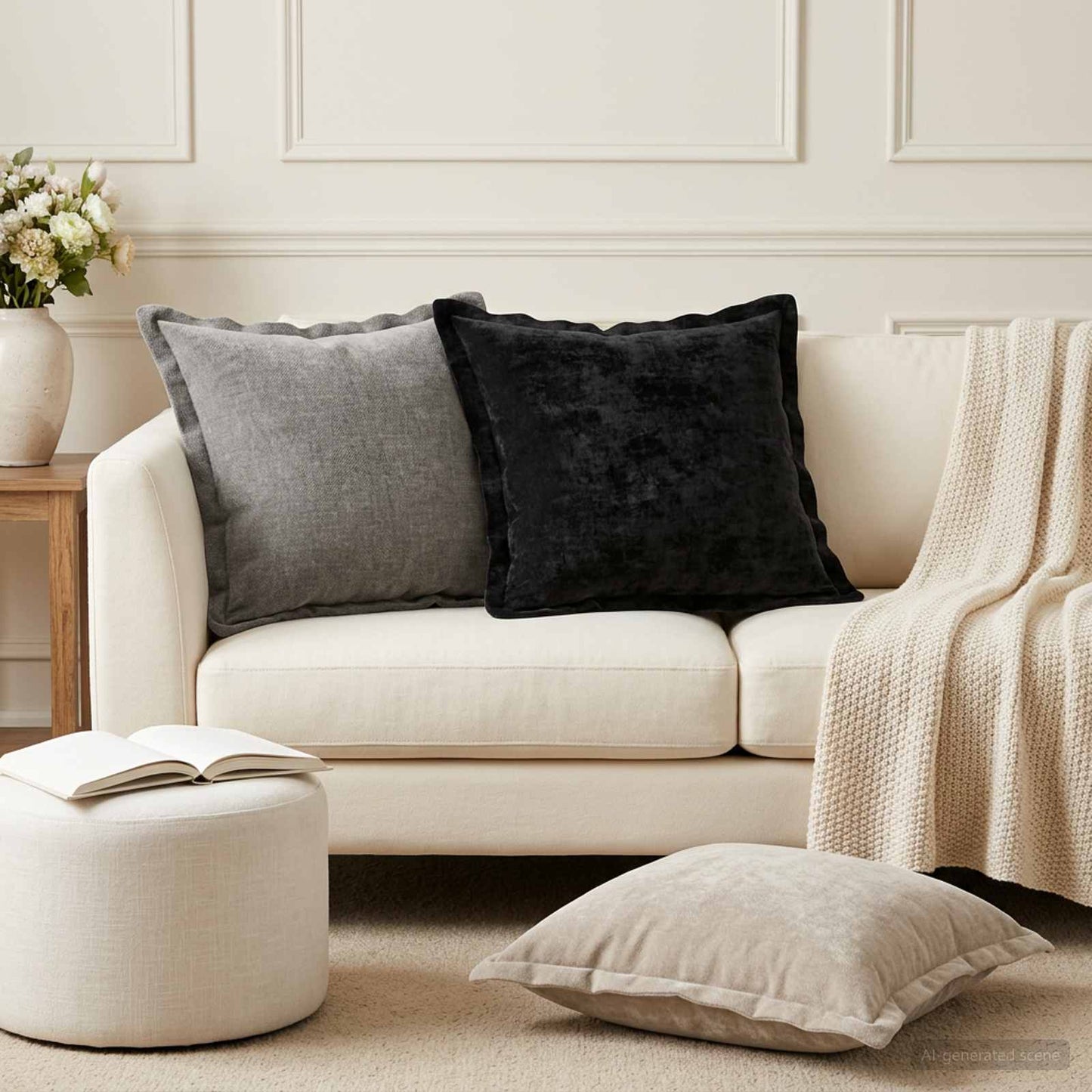 vidaXL Μαξιλάρι 6 τμχ. HOUTEN Σκούρο Γκρι 50 x 50 cm Ύφασμα Chenille