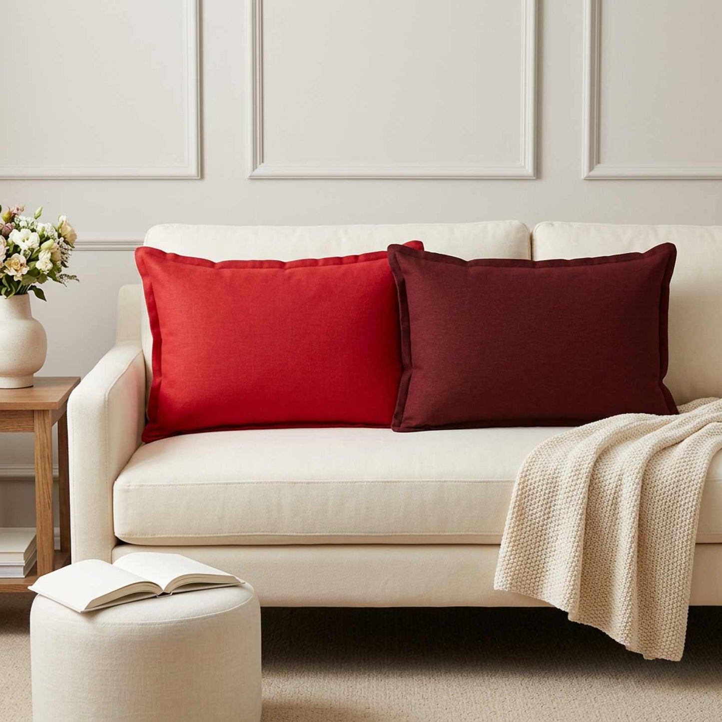 vidaXL Μαξιλάρι Ρίψης 2 τμχ. HOUTEN Κόκκινο 50 x 75 cm Ψεύτικο Λινό