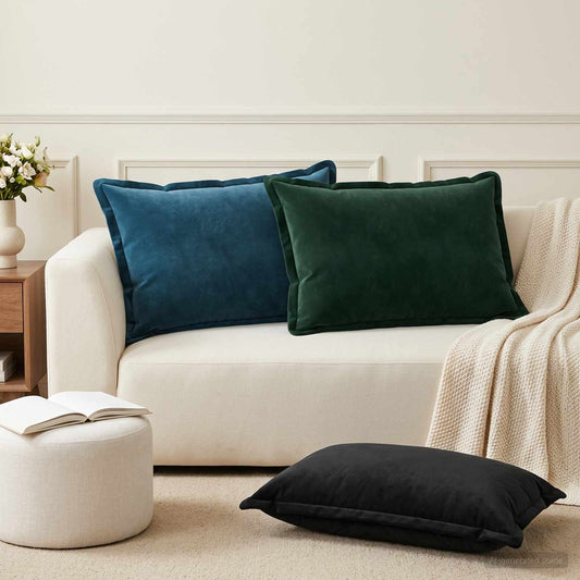 vidaXL Μαξιλάρι με μαξιλάρι HOUTEN 2 τμχ. Μαύρο Βελούδο