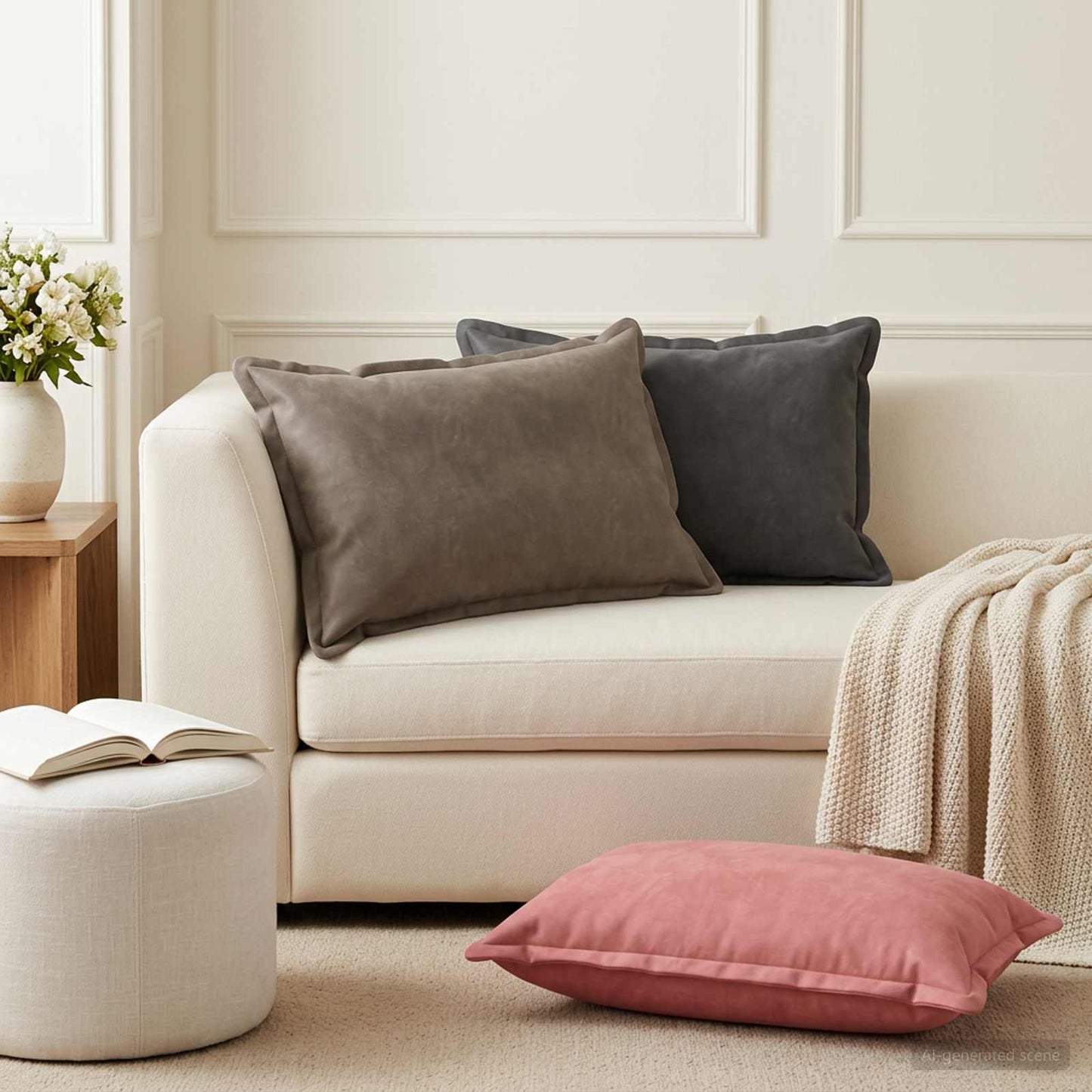 vidaXL Μαξιλάρι με μαξιλάρι HOUTEN 2 τμχ. Ροζ Βελούδο