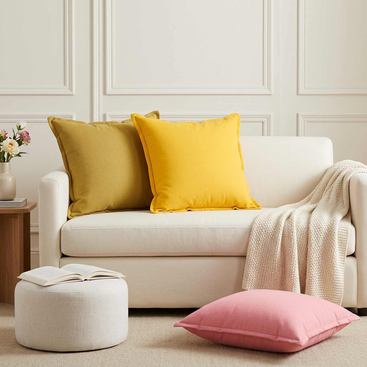 vidaXL Μαξιλάρι Ρίψης 2 τμχ. HOUTEN Ροζ 55 x 55 cm Ψεύτικο Λινό