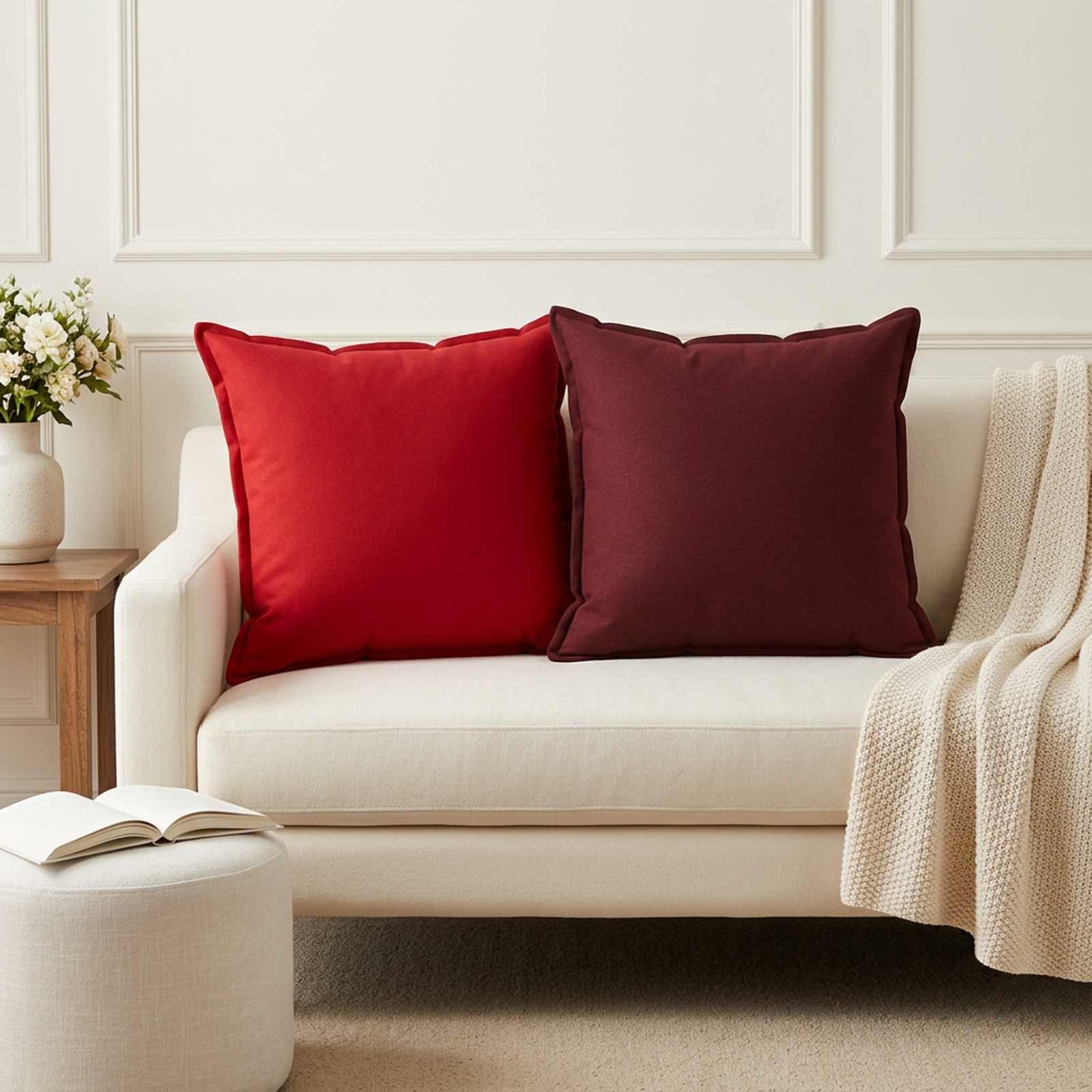 vidaXL Μαξιλάρι Ρίψης 2 τμχ. HOUTEN Κόκκινο 55 x 55 cm Ψεύτικο Λινό