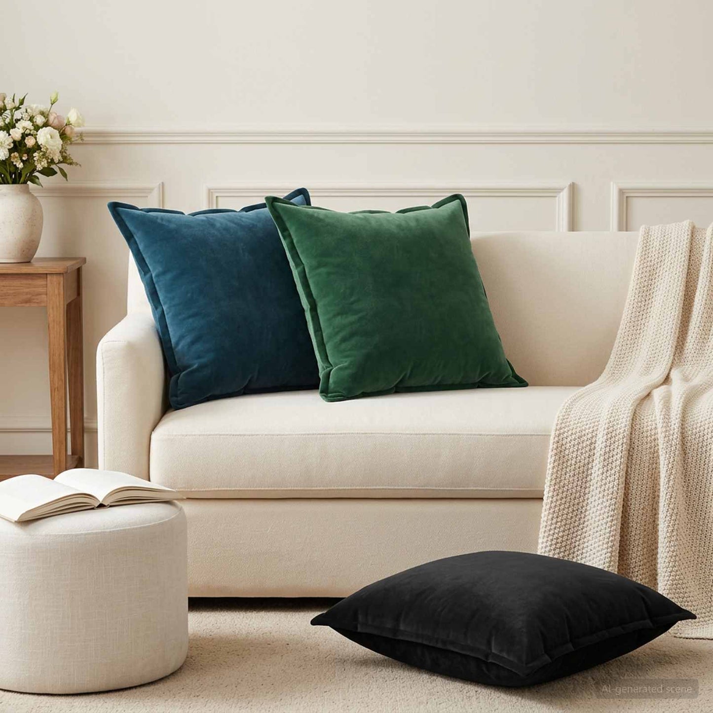 vidaXL Μαξιλάρι με μαξιλάρι HOUTEN 2 τμχ. Μπλε Βελούδο