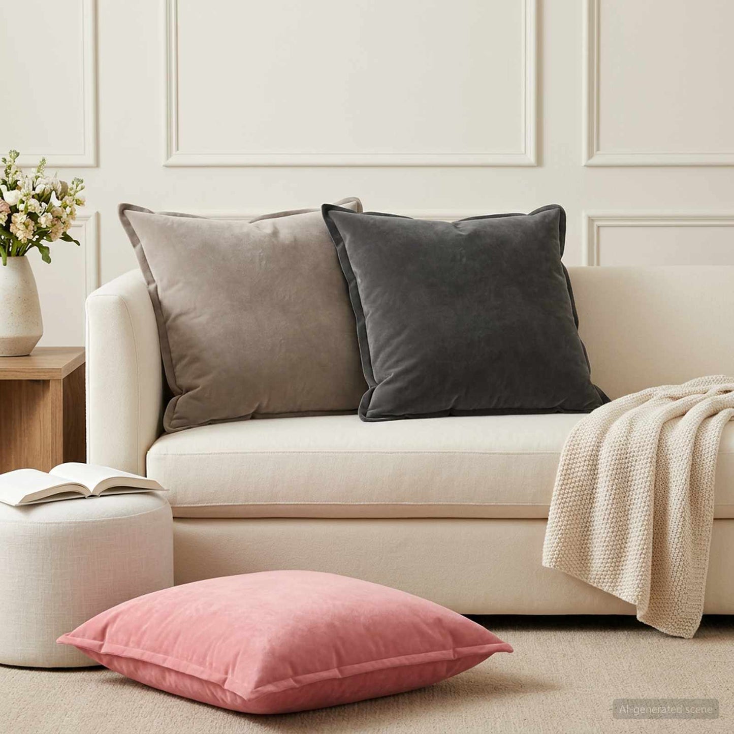 vidaXL Μαξιλάρι με μαξιλάρι HOUTEN 2 τμχ. Σκούρο Γκρι Βελούδο