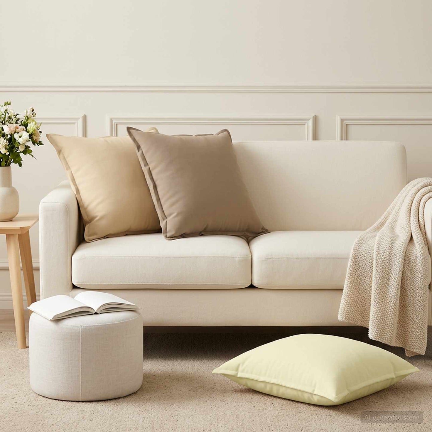 vidaXL Μαξιλάρι 2 τμχ. HOUTEN Κρεμ 55 x 55 εκ Πολυεστέρας