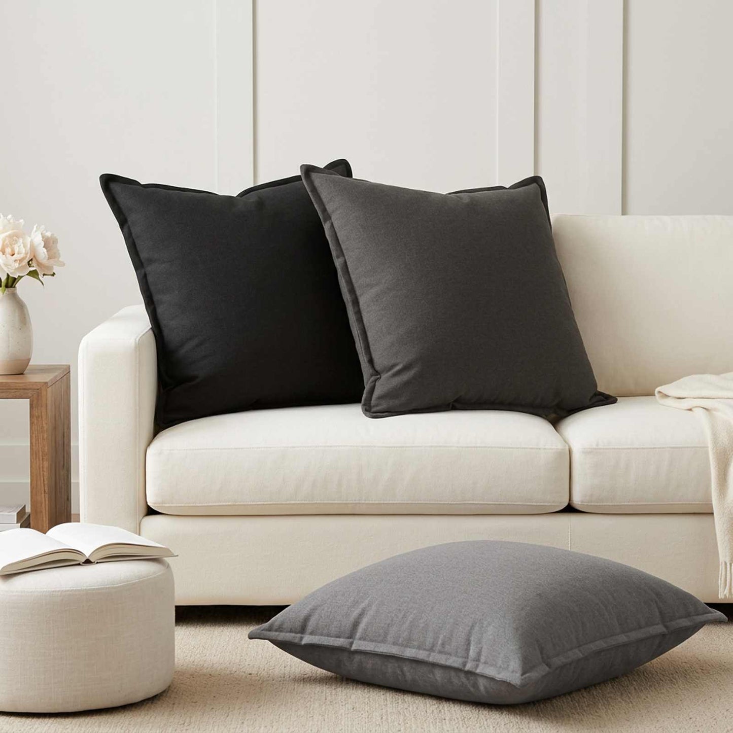 vidaXL Μαξιλάρι 2 τμχ. HOUTEN Ανοιχτό γκρι 80 x 80 cm Ψεύτικο Λινό