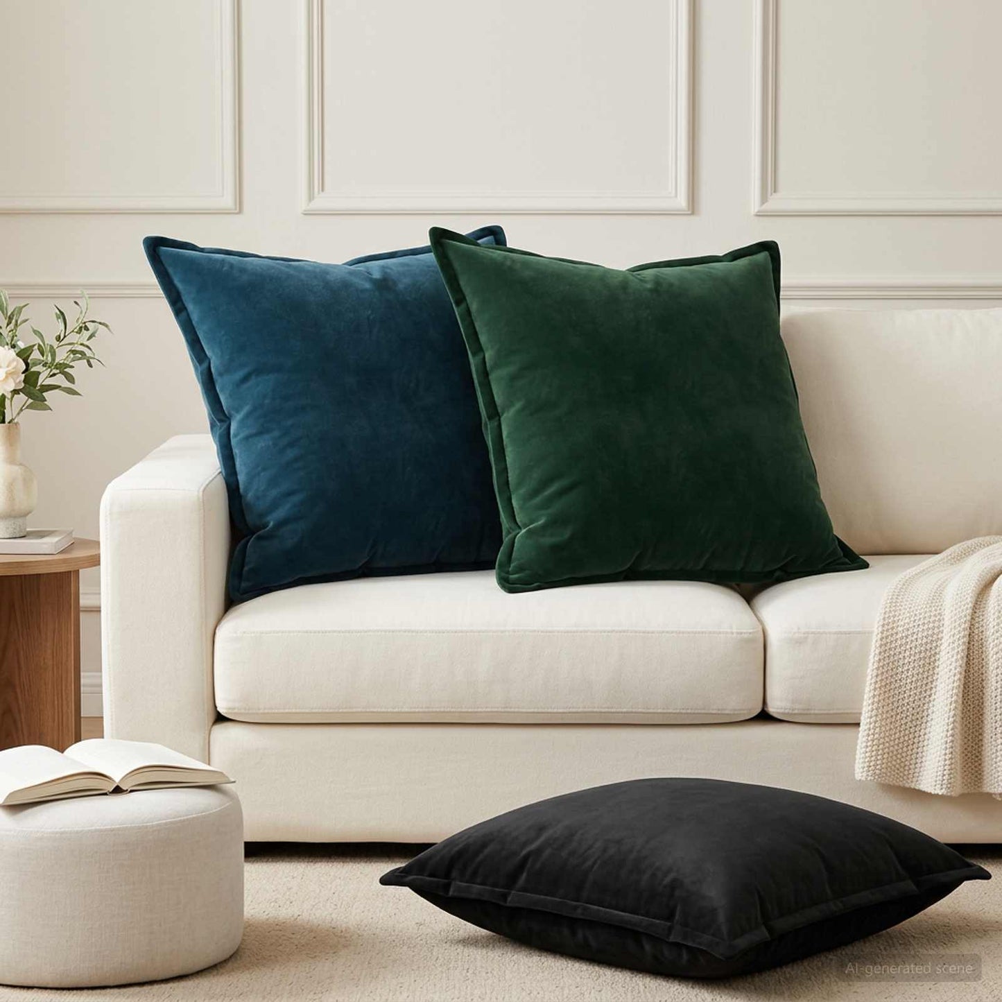 vidaXL Μαξιλάρι με μαξιλάρι HOUTEN 2 τμχ. Μπλε Βελούδο