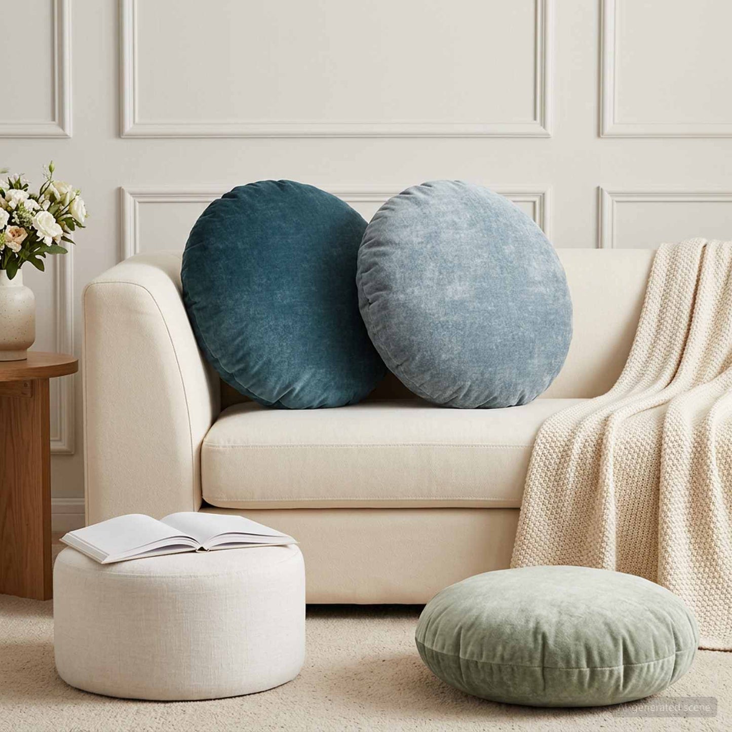 vidaXL Μαξιλάρι 6 τμχ. HEERLEN Γαλάζιο Ø 60 cm Ύφασμα Chenille