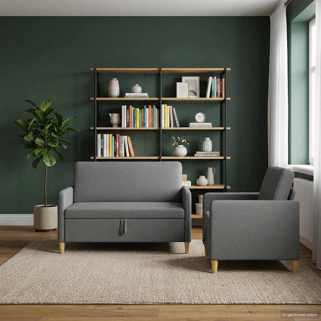 vidaXL Σαλονάκι Σετ Με Αποθηκευτικό Χώρο 2 pcs Σκούρο Γκρι Πολυεστέρας