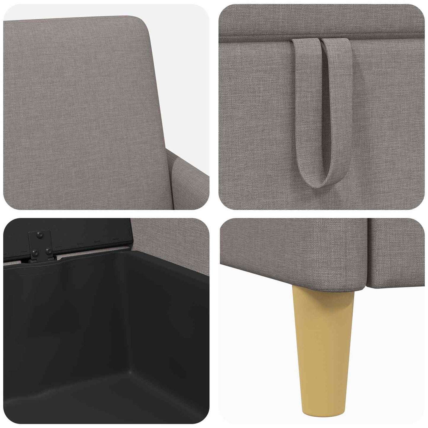 vidaXL Σαλονάκι Σετ Με Αποθηκευτικό Χώρο 2 pcs Taupe Πολυεστέρας