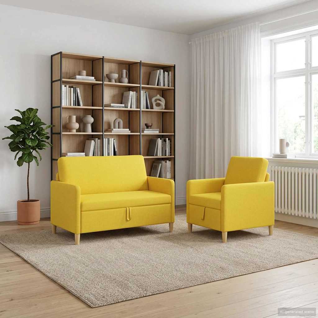 vidaXL Σαλονάκι Σετ Με Αποθηκευτικό Χώρο 2 pcs Απαλό Κίτρινο