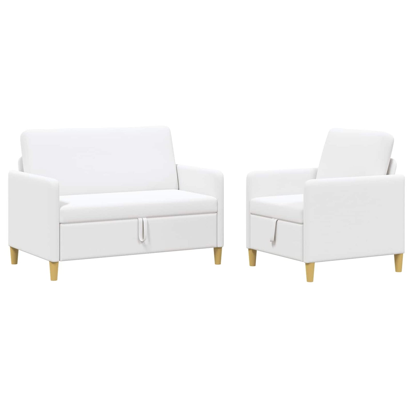 vidaXL Σαλονάκι Σετ Με Αποθηκευτικό Χώρο 2 pcs Λευκό Πολυεστέρας