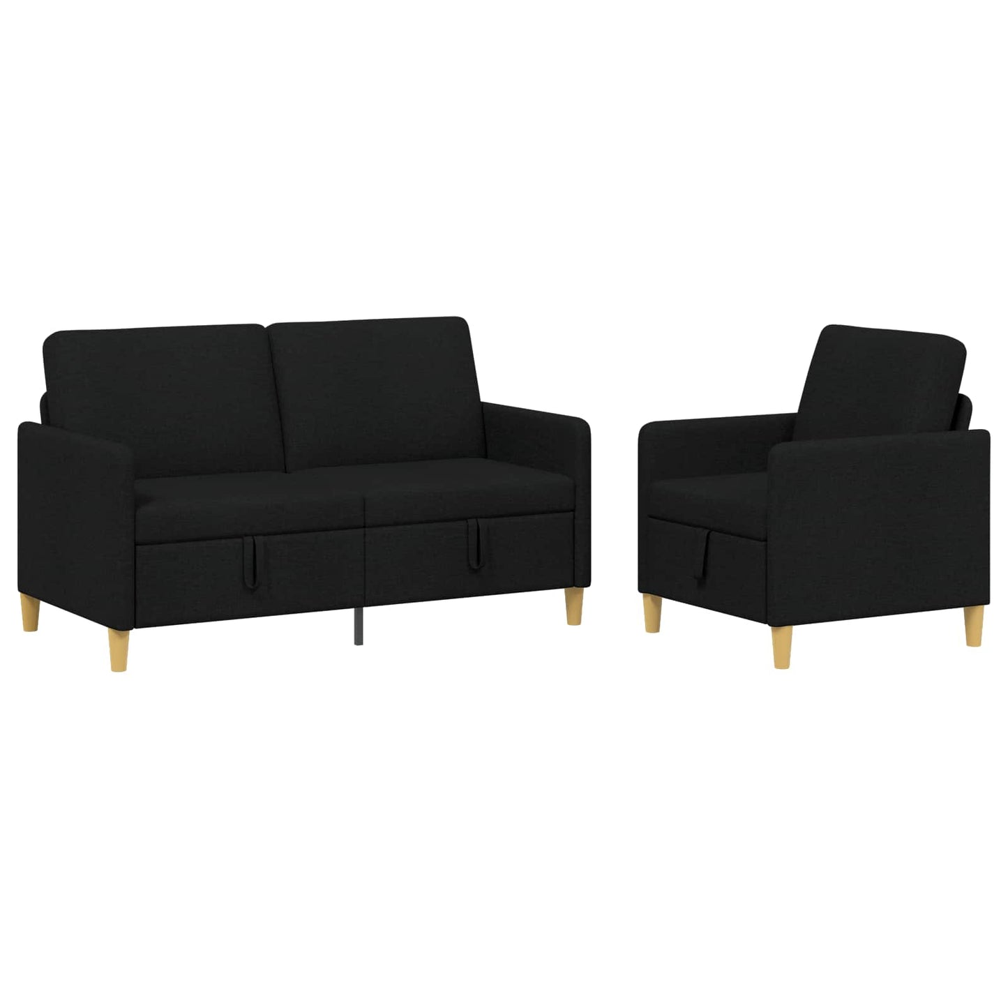 vidaXL Σαλονάκι Σετ Με Αποθηκευτικό Χώρο 2 pcs Μαύρο Πολυεστέρας