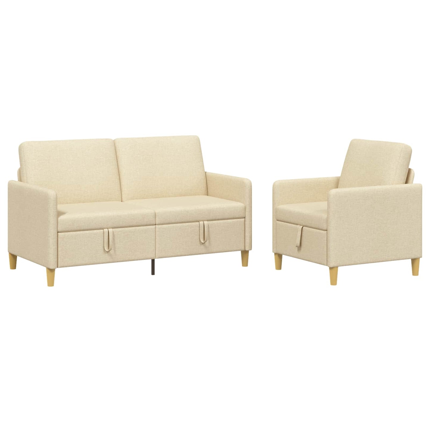 vidaXL Σαλονάκι Σετ Με Αποθηκευτικό Χώρο 2 pcs Κρεμ Πολυεστέρας