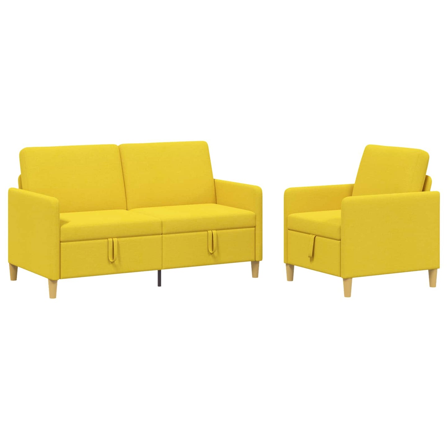 vidaXL Σαλονάκι Σετ Με Αποθηκευτικό Χώρο 2 pcs Απαλό Κίτρινο