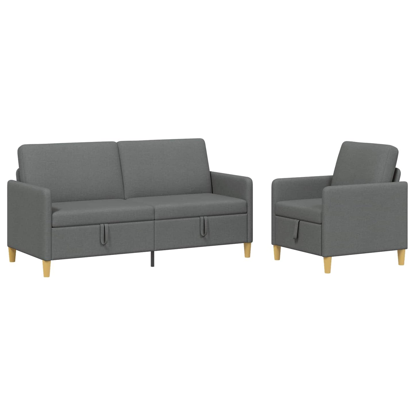 vidaXL Σαλονάκι Σετ Με Αποθηκευτικό Χώρο 2 pcs Σκούρο Γκρι Πολυεστέρας