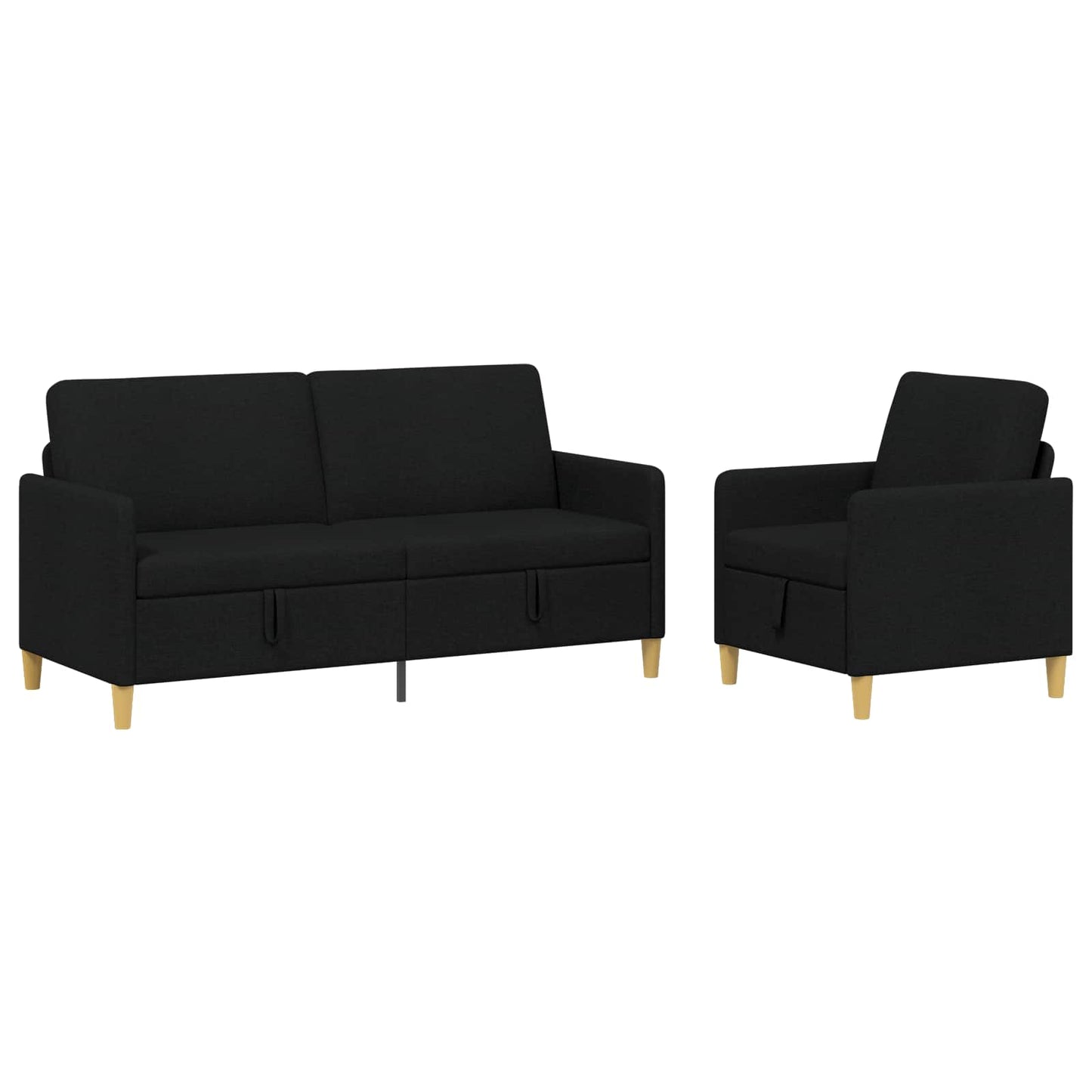 vidaXL Σαλονάκι Σετ Με Αποθηκευτικό Χώρο 2 pcs Μαύρο Πολυεστέρας