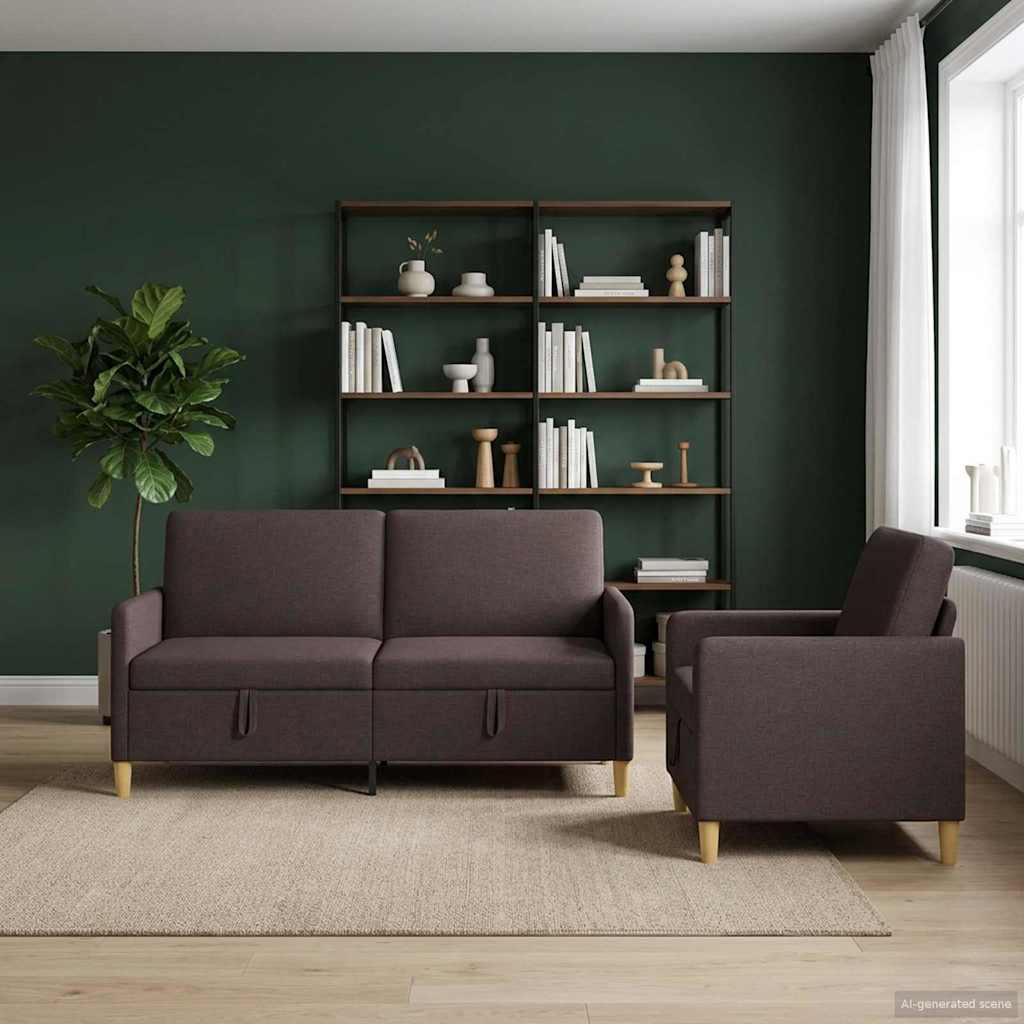 vidaXL Σαλονάκι Σετ Με Αποθηκευτικό Χώρο 2 pcs Σκούρο Καφέ Πολυεστέρας