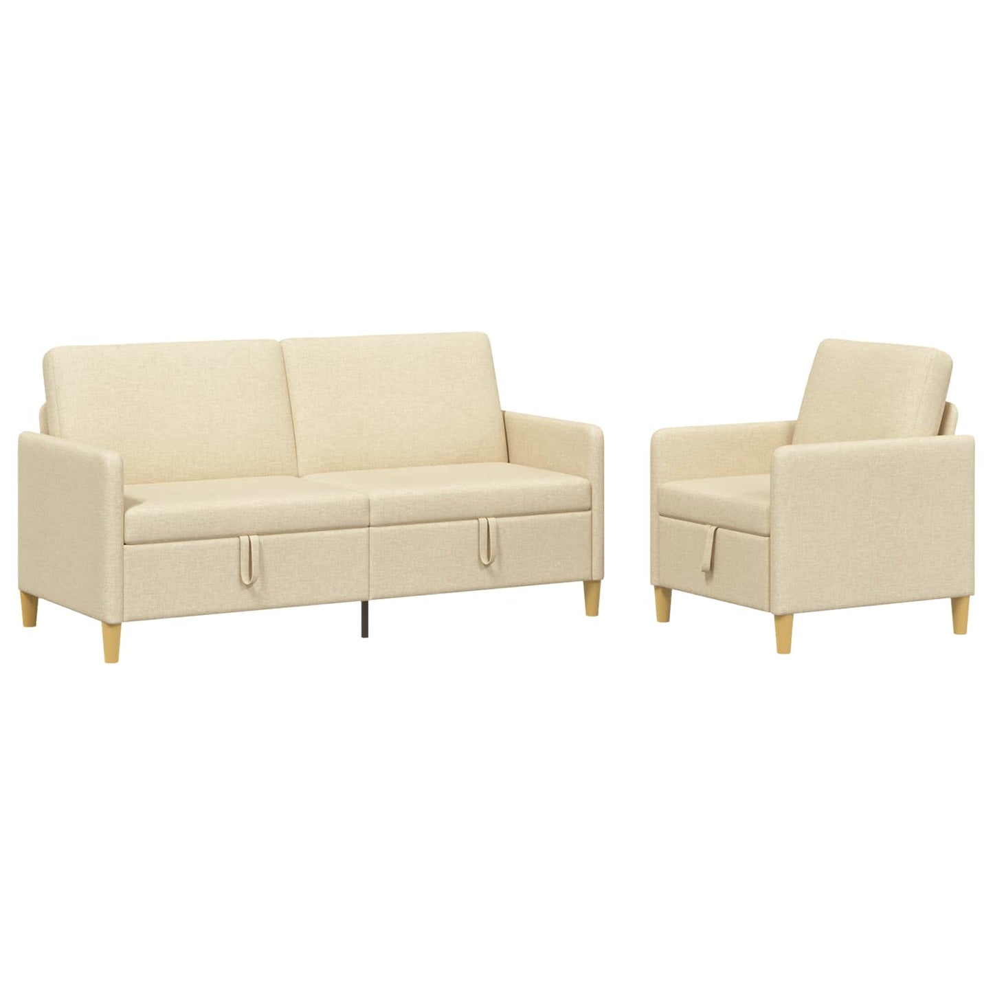 vidaXL Σαλονάκι Σετ Με Αποθηκευτικό Χώρο 2 pcs Κρεμ Πολυεστέρας