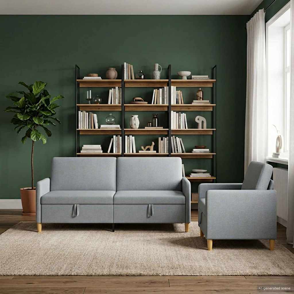 vidaXL Σαλονάκι Σετ Με Αποθηκευτικό Χώρο 2 pcs Ανοιχτό γκρι