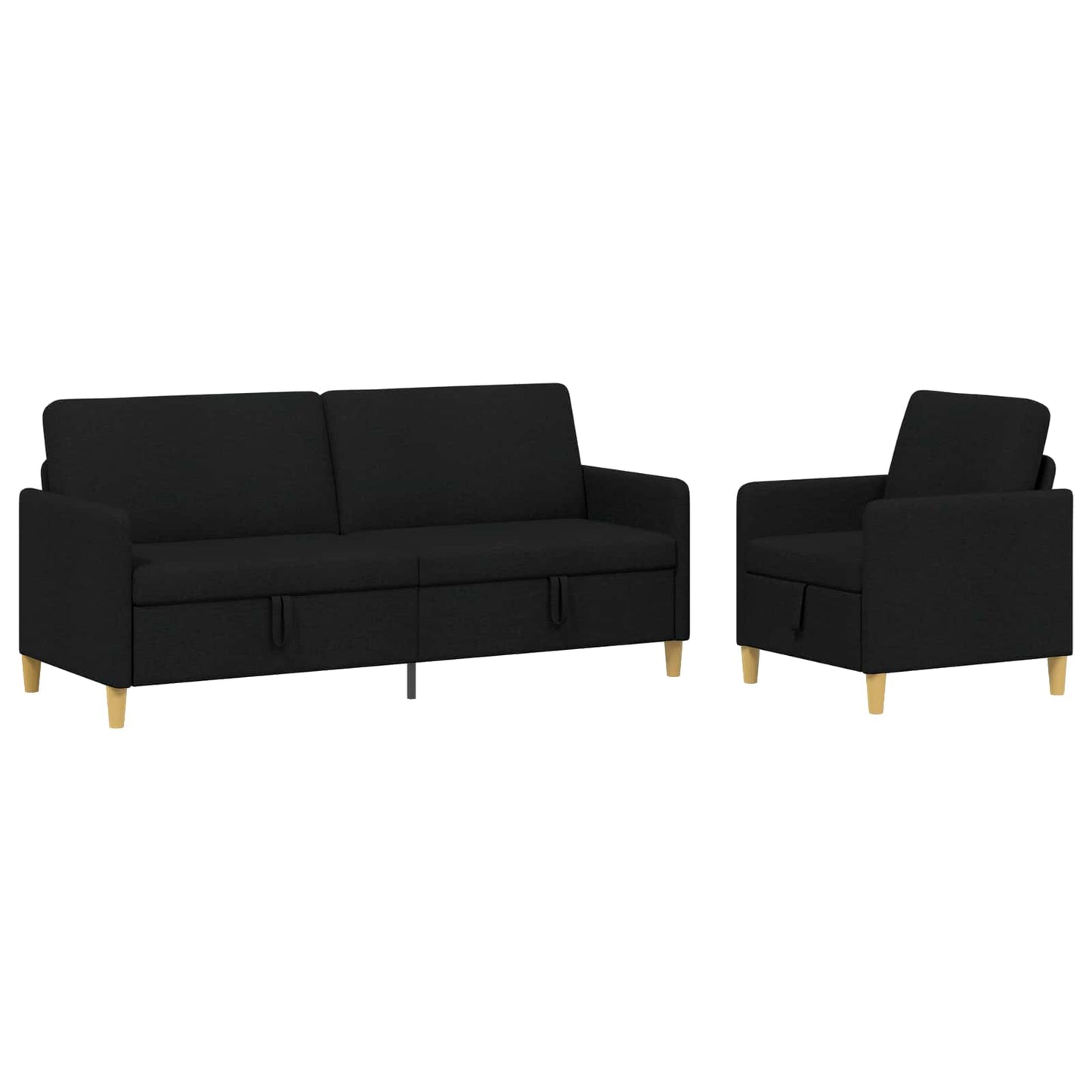 vidaXL Σαλονάκι Σετ Με Αποθηκευτικό Χώρο 2 pcs Μαύρο Πολυεστέρας