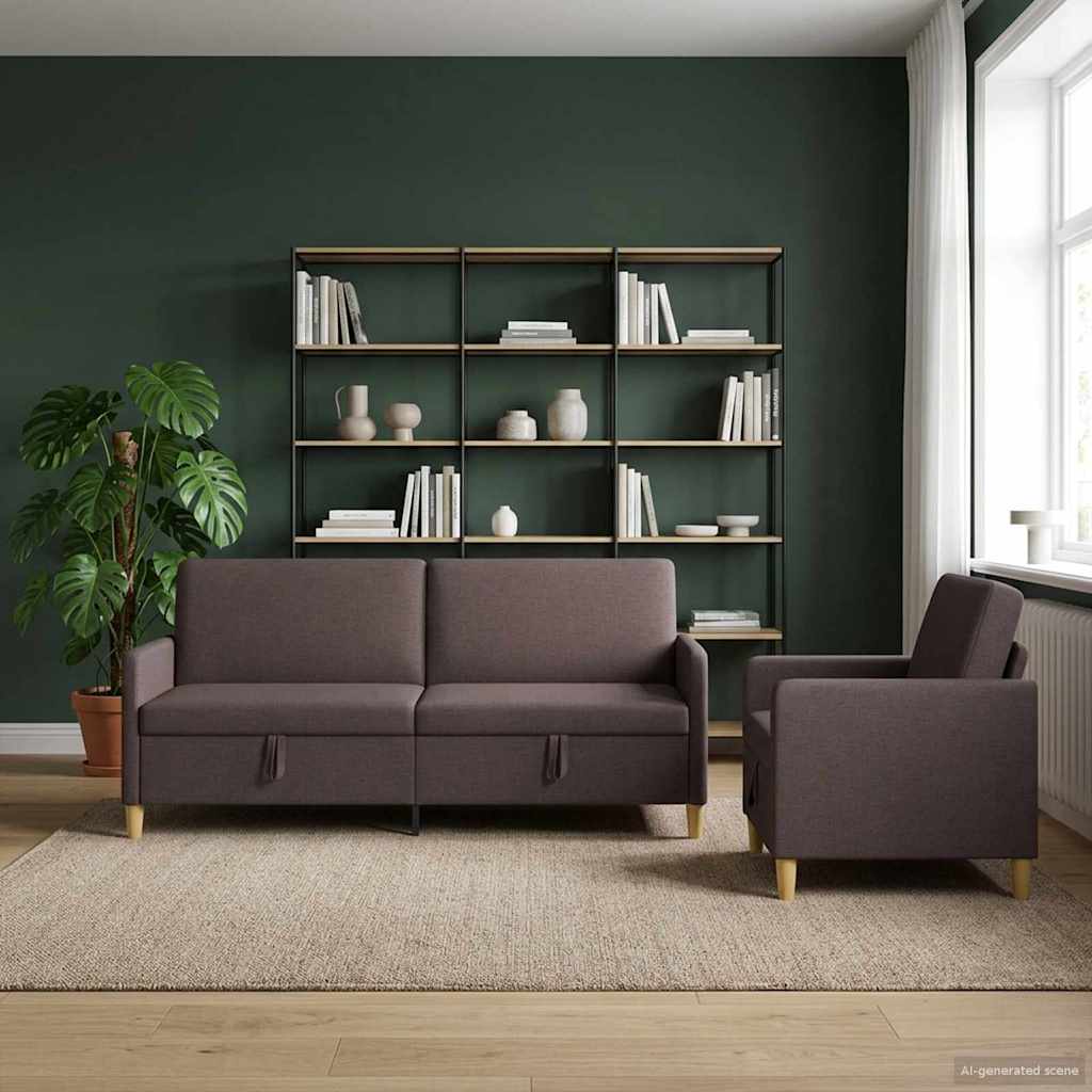 vidaXL Σαλονάκι Σετ Με Αποθηκευτικό Χώρο 2 pcs Σκούρο Καφέ Πολυεστέρας