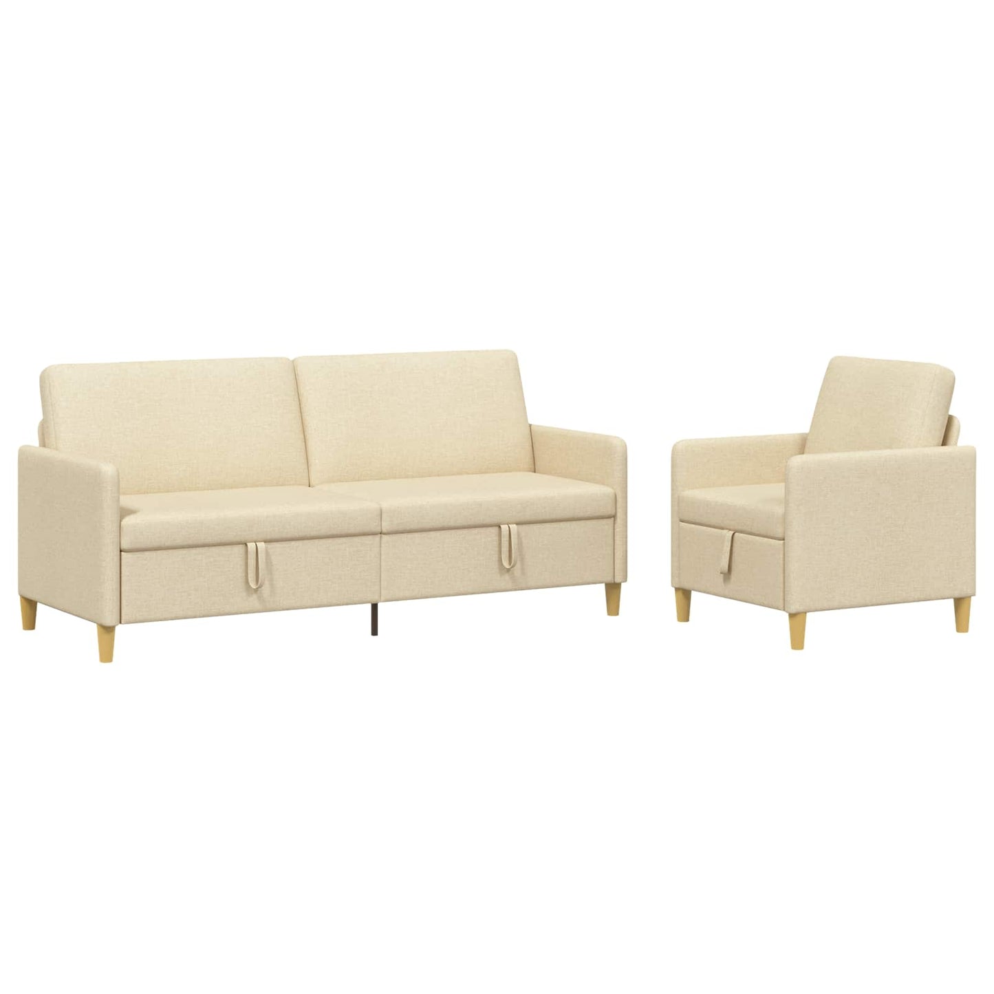vidaXL Σαλονάκι Σετ Με Αποθηκευτικό Χώρο 2 pcs Κρεμ Πολυεστέρας