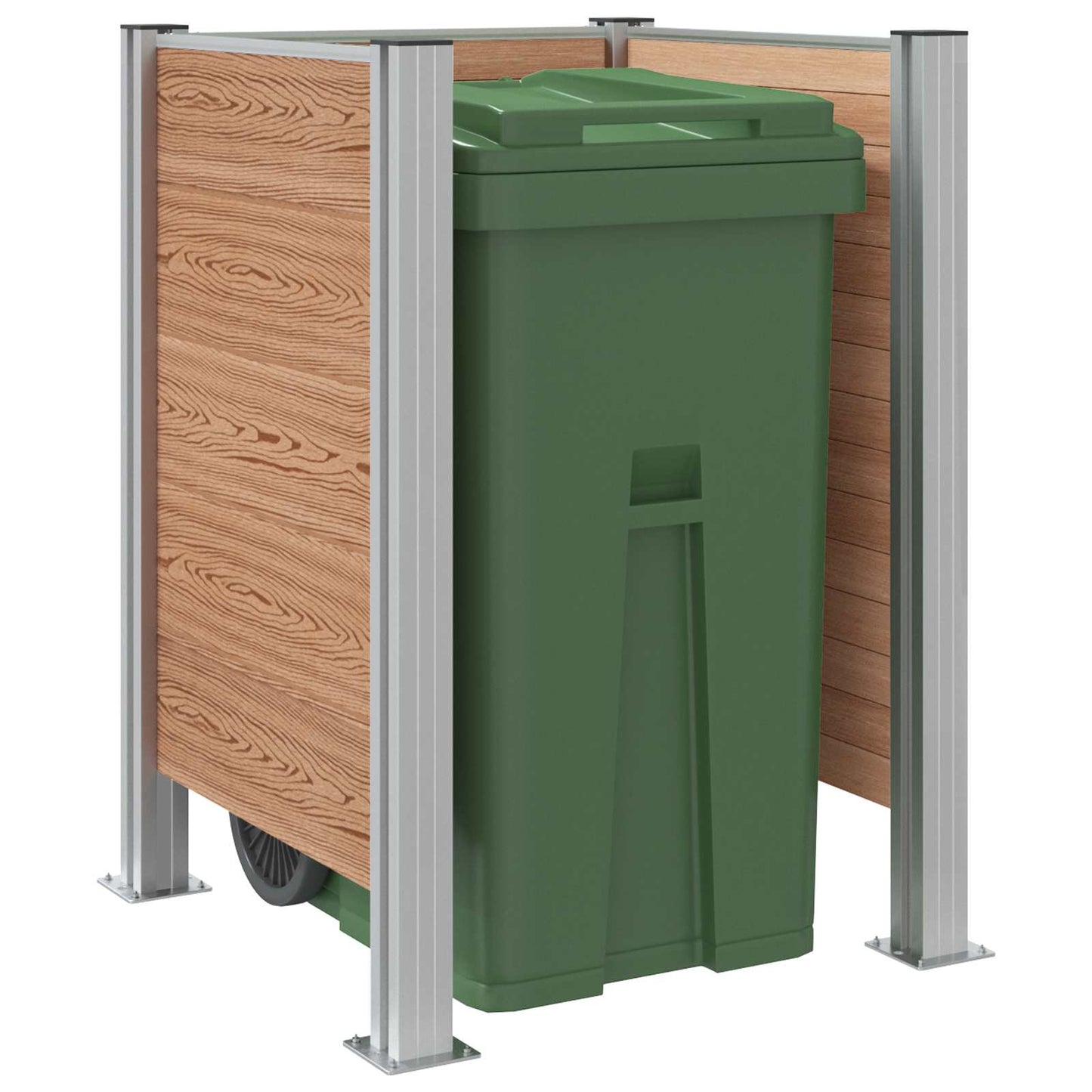 vidaXL Φράχτης Σκουπιδιών Καφέ 85 x 85 x 115 cm Αλουμίνιο και WPC