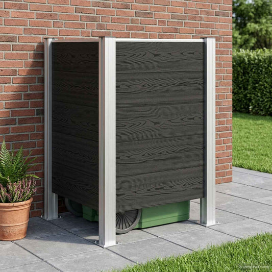 vidaXL Φράχτης Σκουπιδιών Γκρι 85 x 85 x 115 cm Αλουμίνιο και WPC