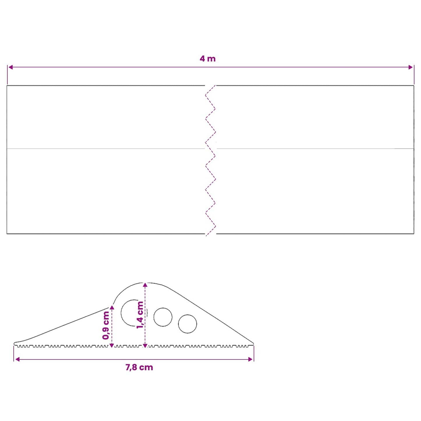 vidaXL Σφραγίδα Δαπέδου Γκαράζ Μαύρο 78 x 14 χιλ. 4 μ. EPDM Καουτσούκ
