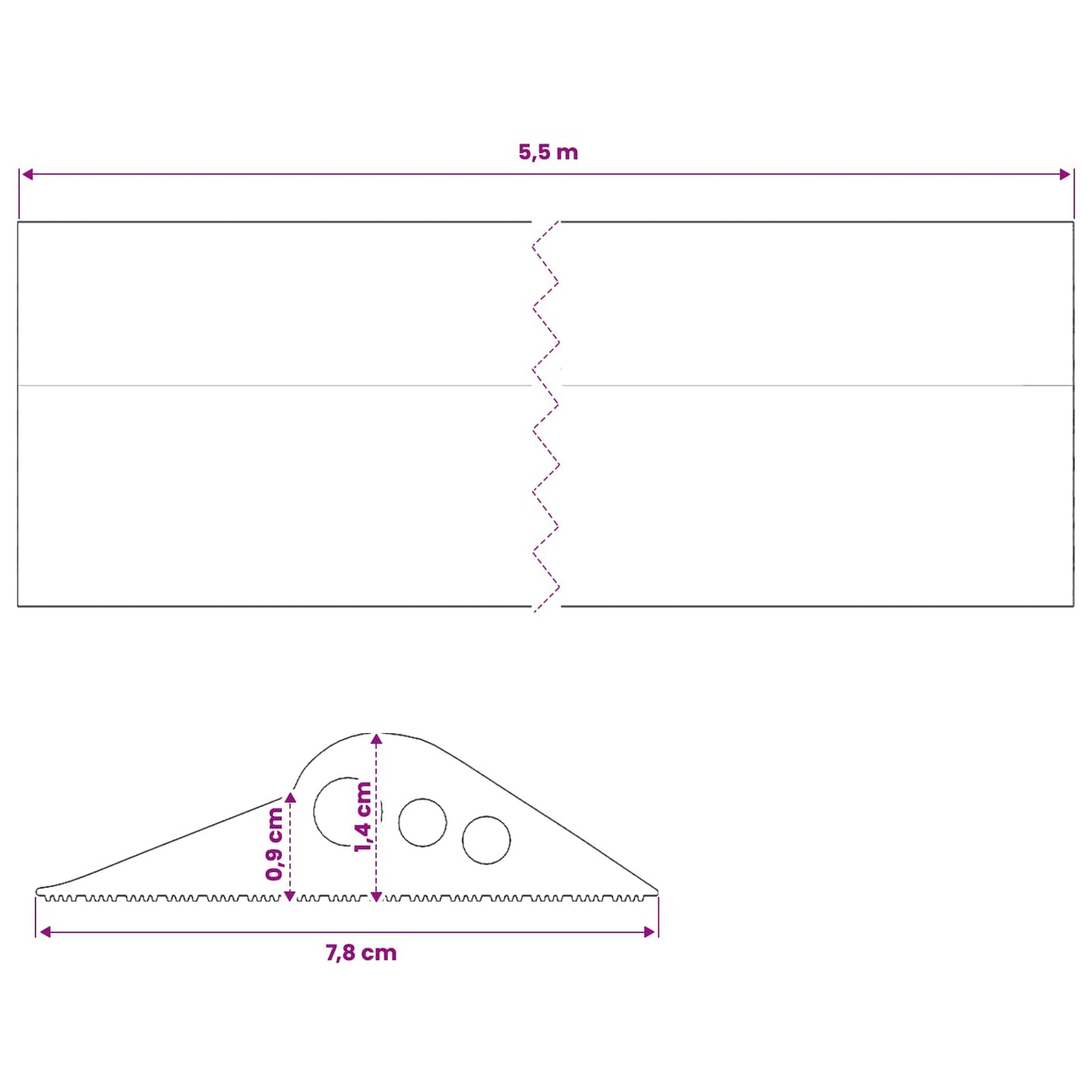vidaXL Σφραγίδα Δαπέδου Γκαράζ Μαύρο 78 x 14 χλστ 5,5 μ EPDM Καουτσούκ