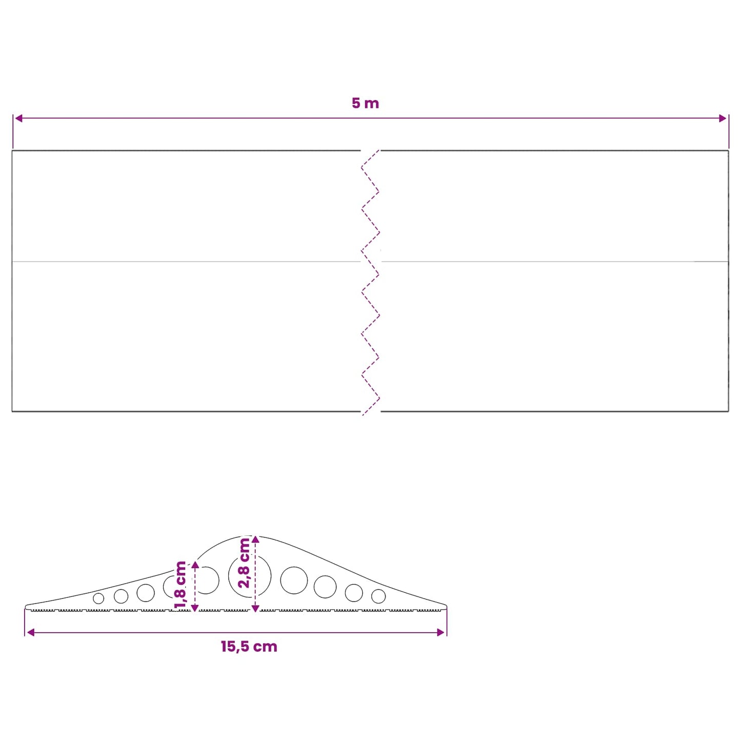 vidaXL Σφραγίδα Δαπέδου Γκαράζ Μαύρο 155 x 28 χιλ. 5 μ. EPDM Καουτσούκ
