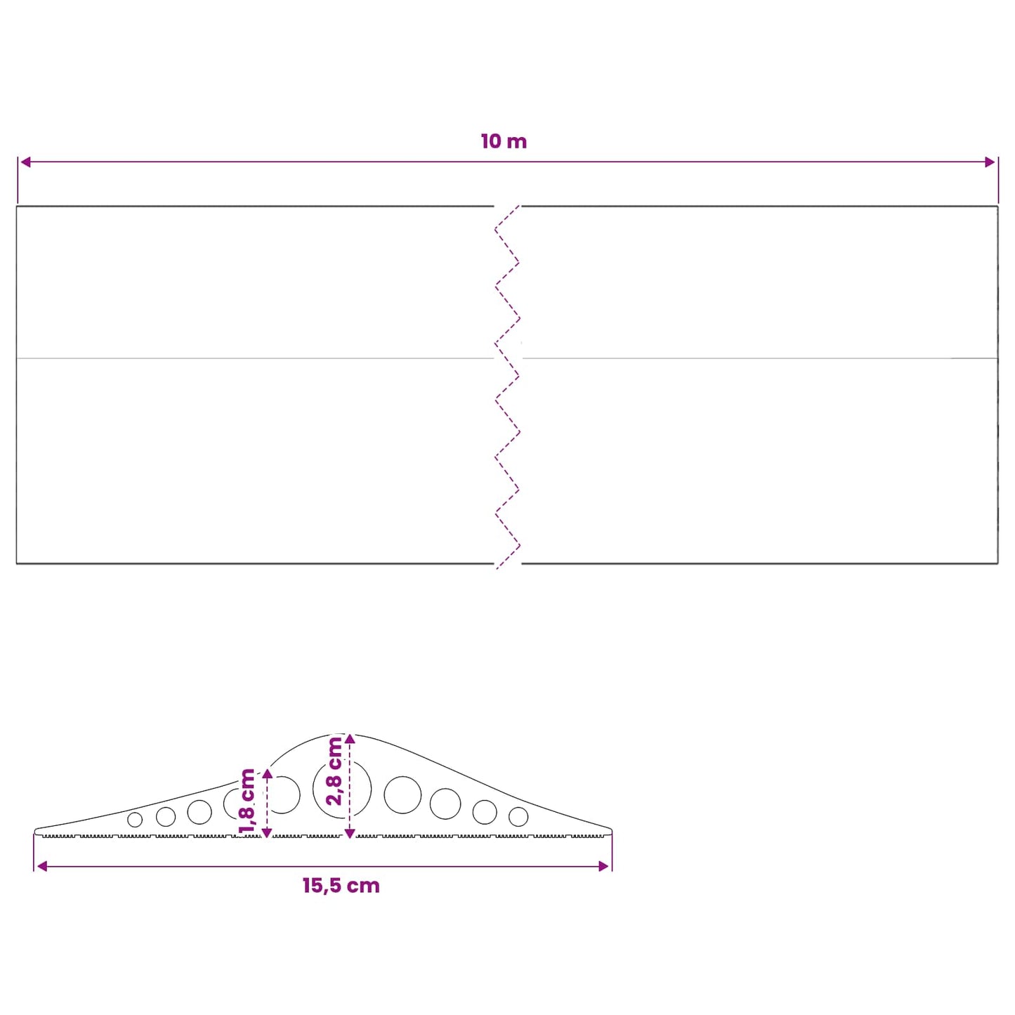 vidaXL Σφραγίδα Δαπέδου Γκαράζ 155 x 28 χιλ. 10 μ. EPDM Καουτσούκ